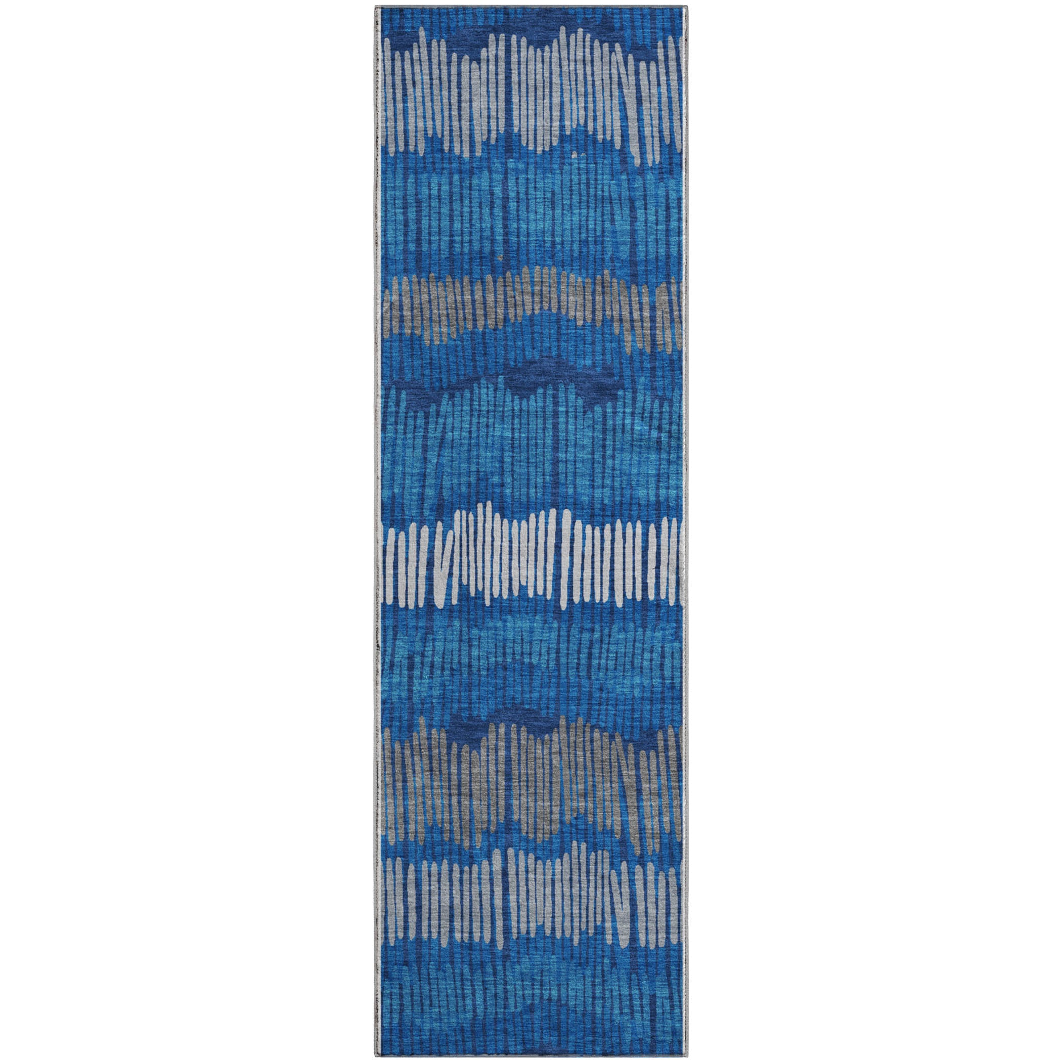 Lima Machine Washable Transitional Navy Blue Rug 2'3" x 7'6" #shape_Runner