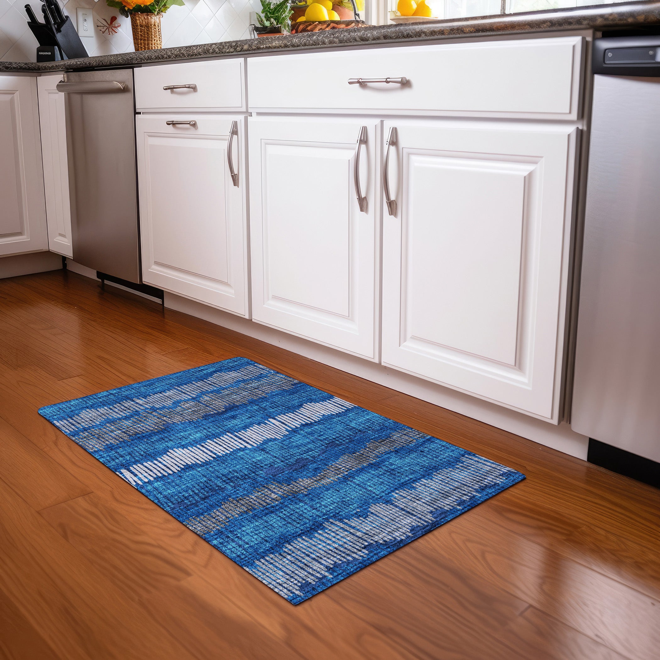 Lima Machine Washable Transitional Navy Blue Rug 1'8" x 2'6" #shape_Rectangle