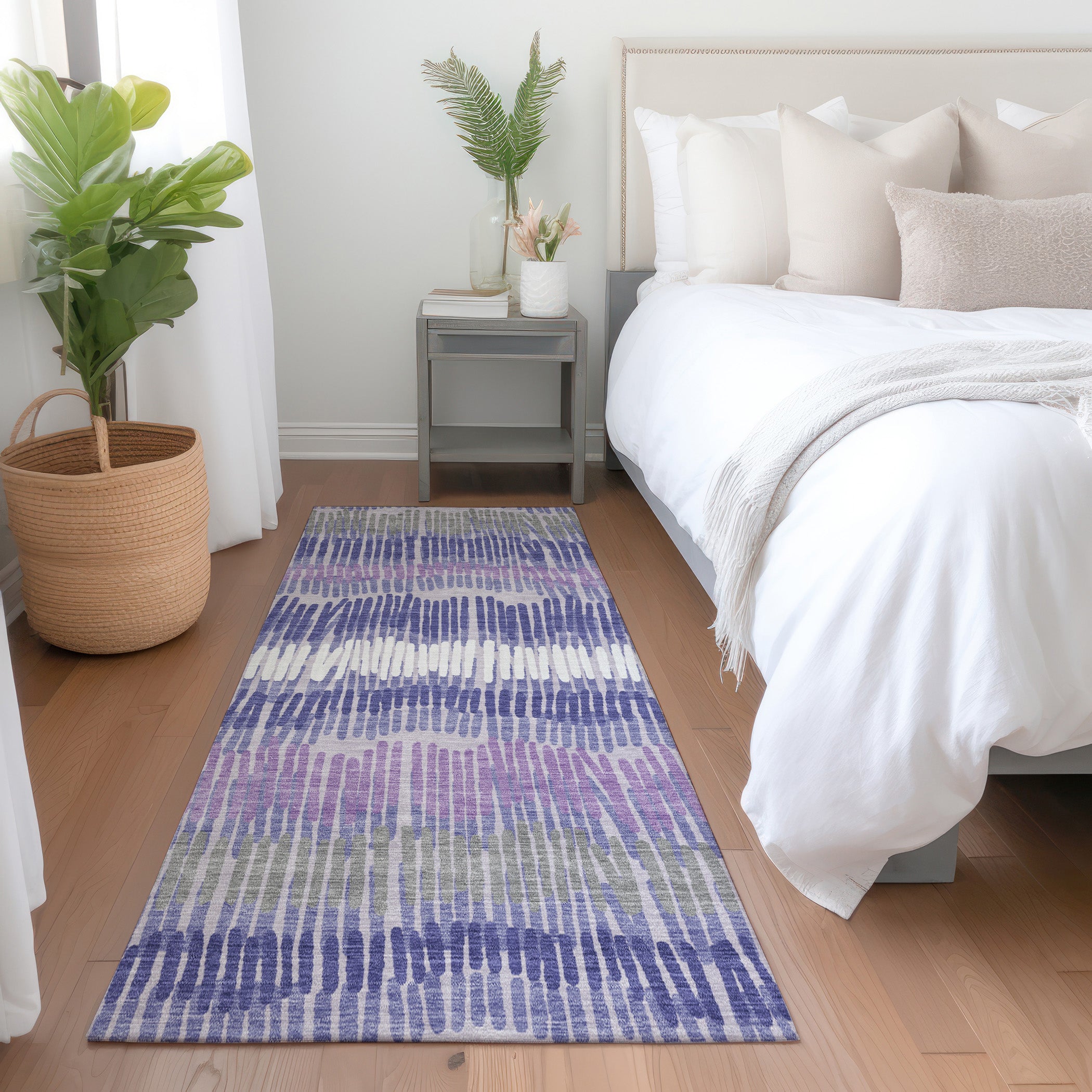Lima Machine Washable Transitional Purple Rug 2'3" x 7'6" #shape_Runner