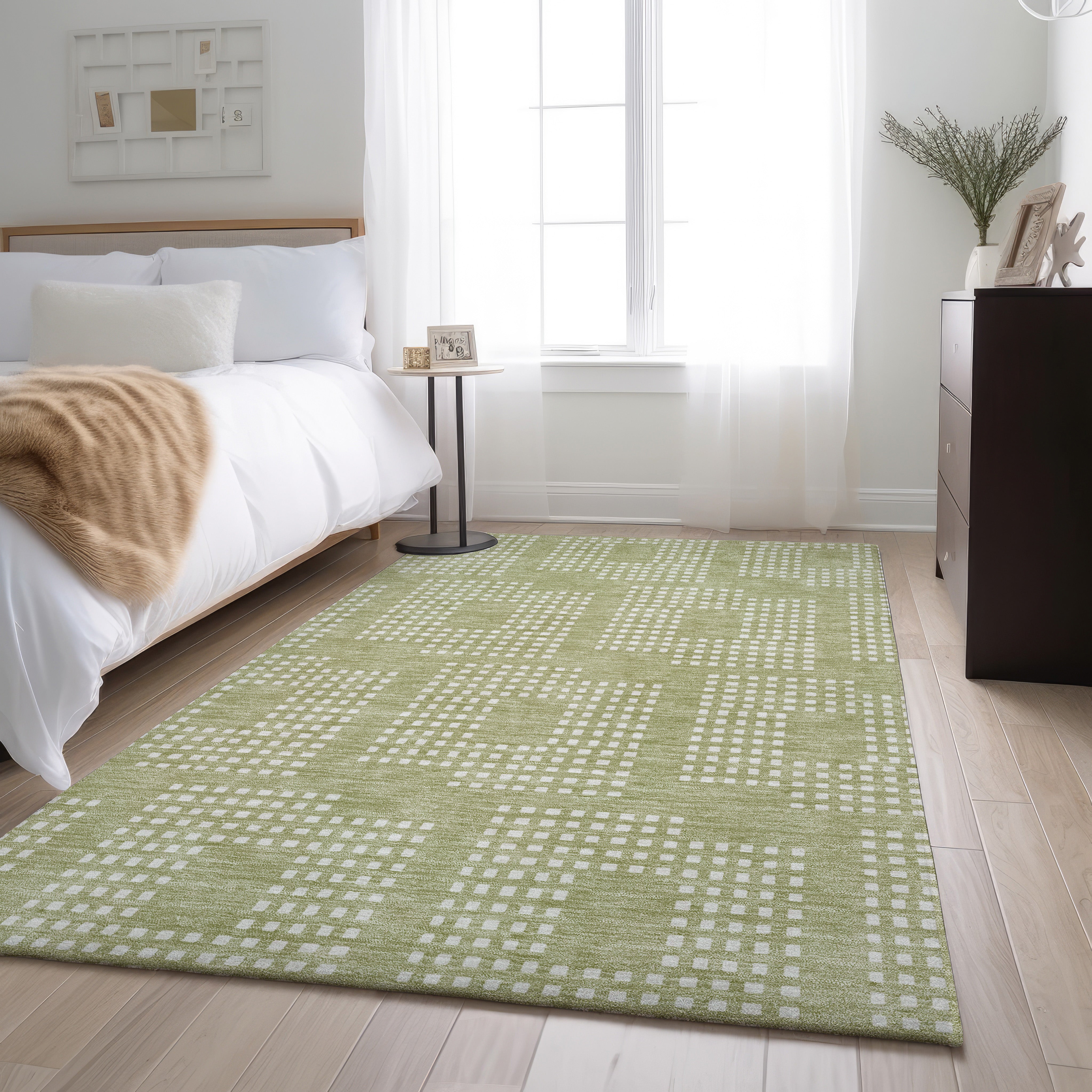 Valletta Machine Washable Transitional Aloe Green Rug 2'6" x 3'10" #shape_Rectangle