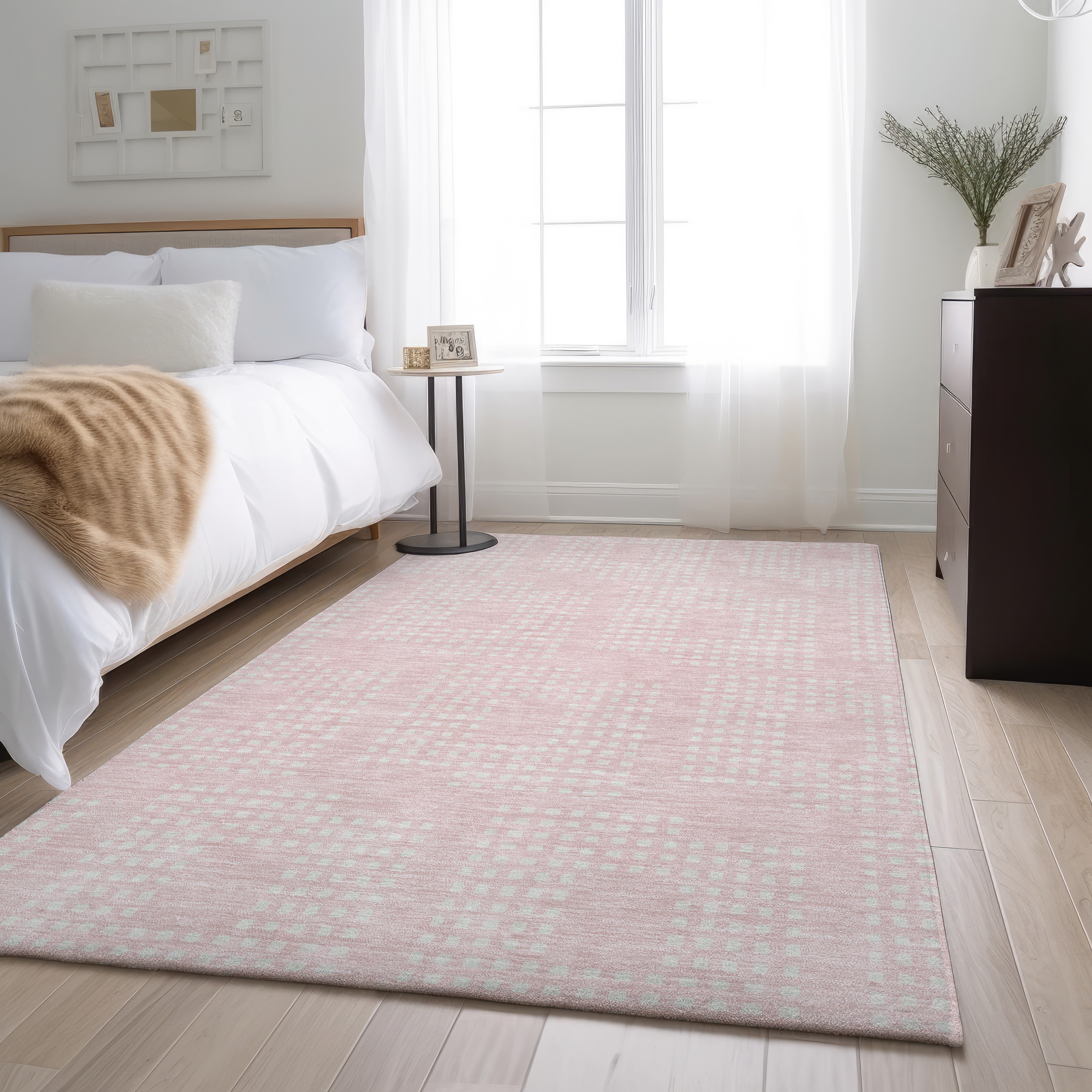 Valletta Machine Washable Transitional Pink Rug 2'6" x 3'10" #shape_Rectangle