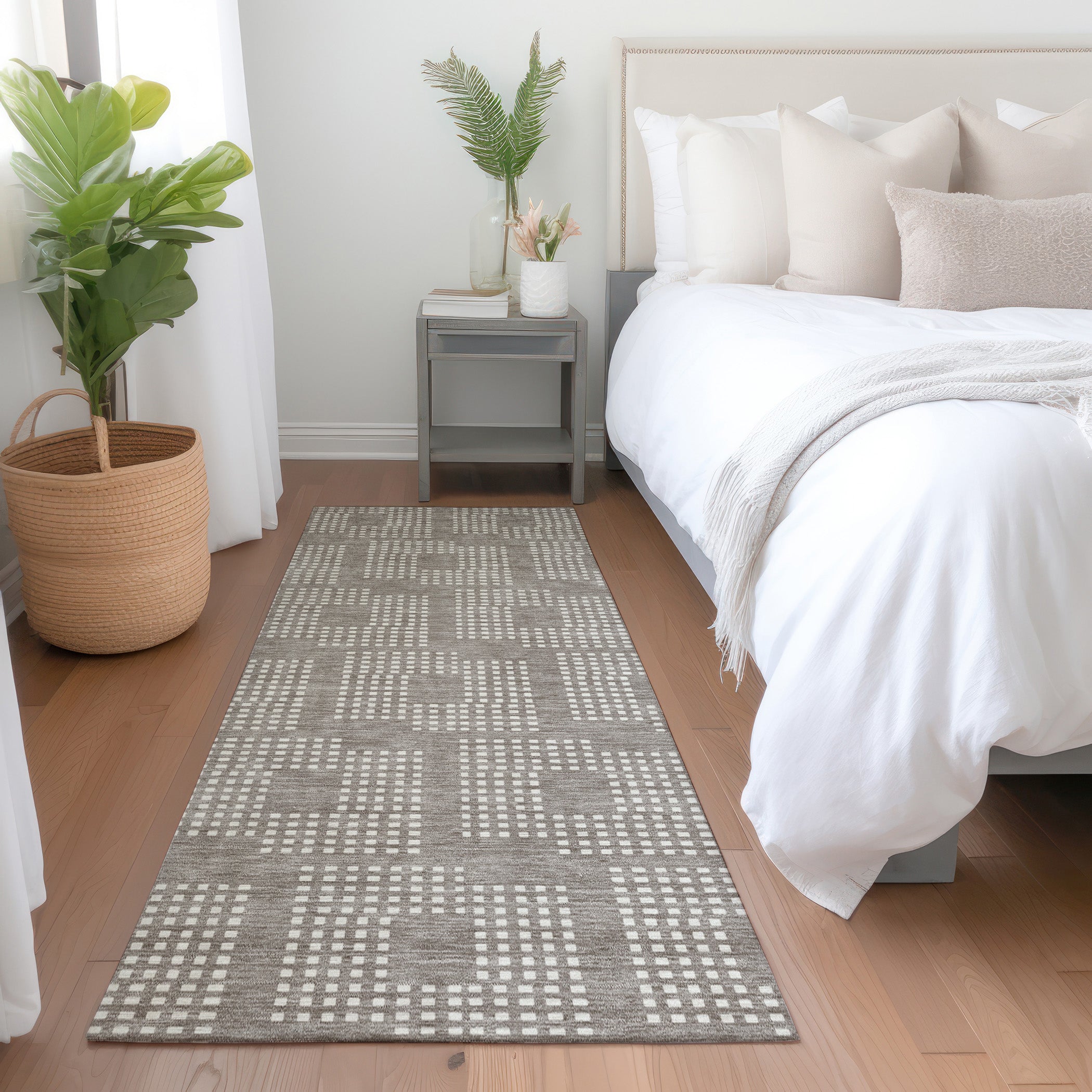 Valletta Machine Washable Transitional Taupe Brown Rug 2'3" x 7'6" #shape_Runner