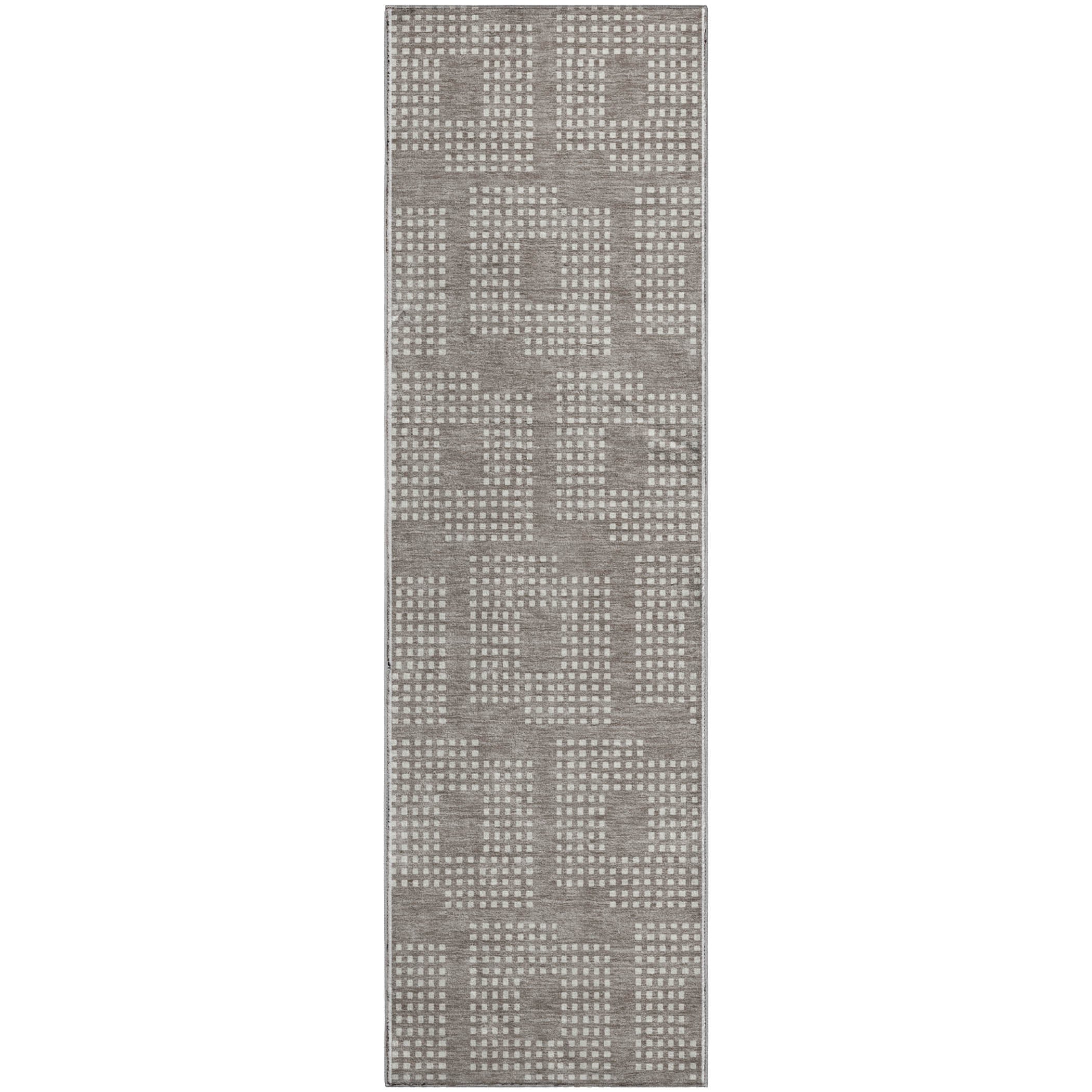 Valletta Machine Washable Transitional Taupe Brown Rug 2'3" x 7'6" #shape_Runner
