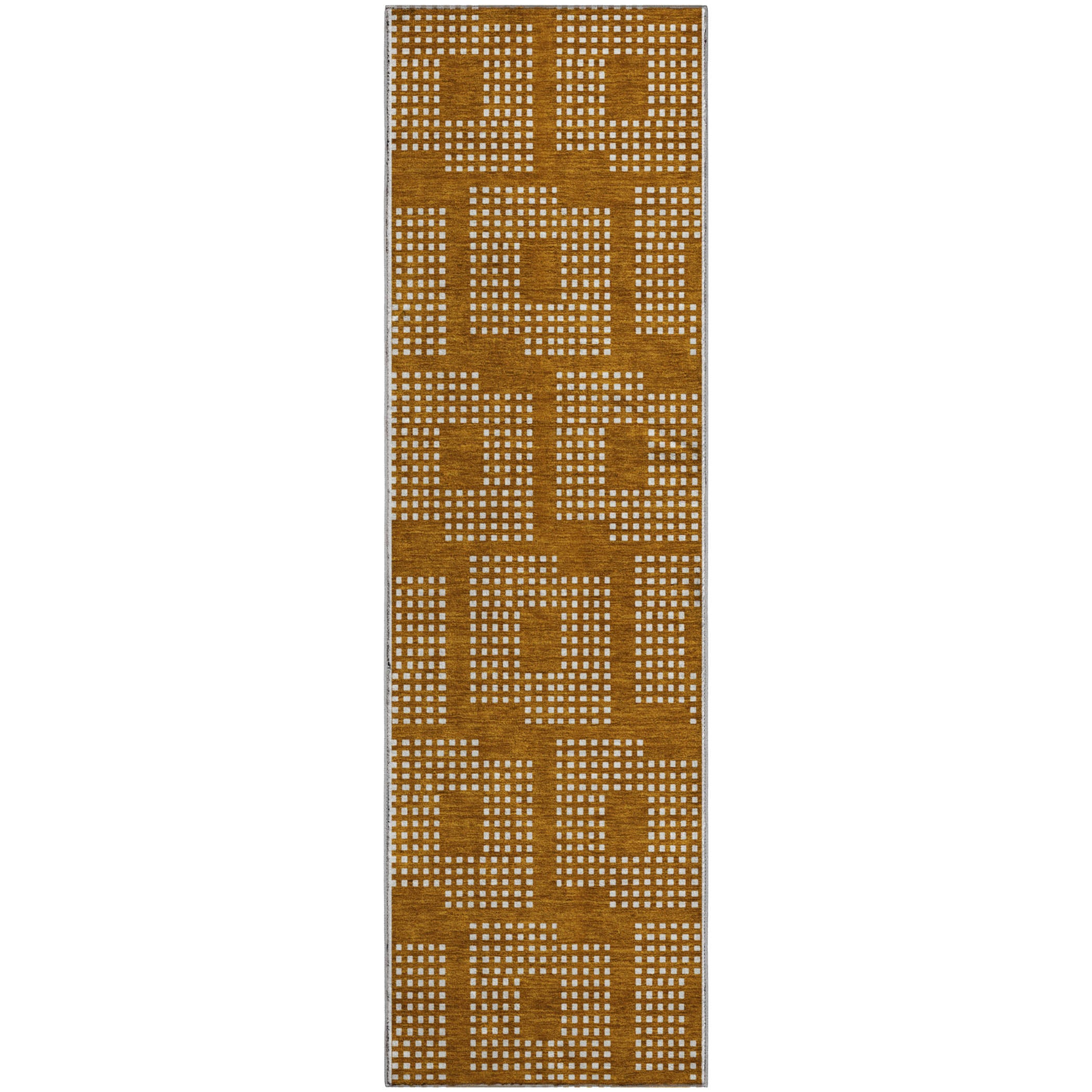 Valletta Machine Washable Transitional Terracotta Orange Rug 2'3" x 7'6" #shape_Runner