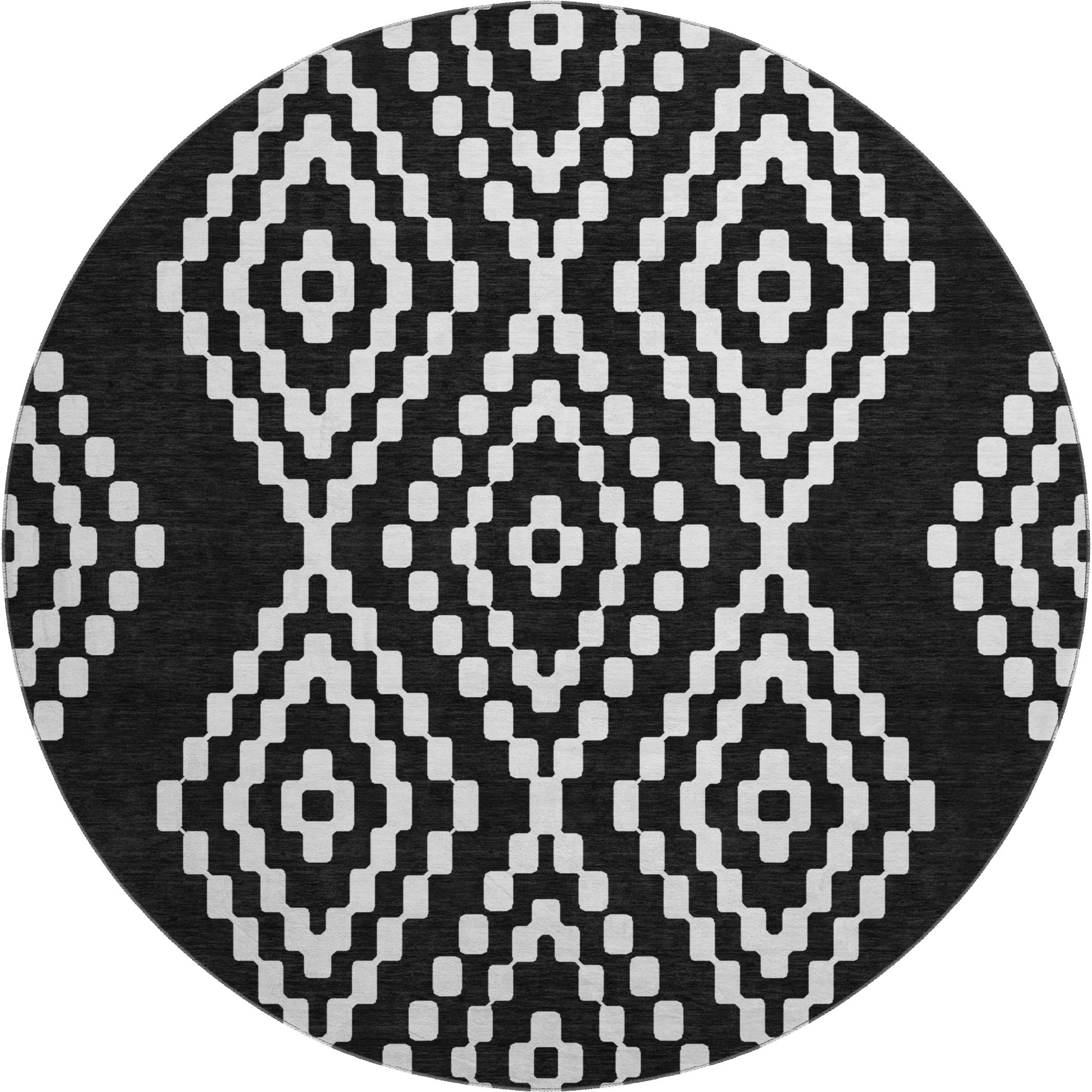 Reykjavik Machine Washable Transitional Black Rug 8' x 8' #shape_Round