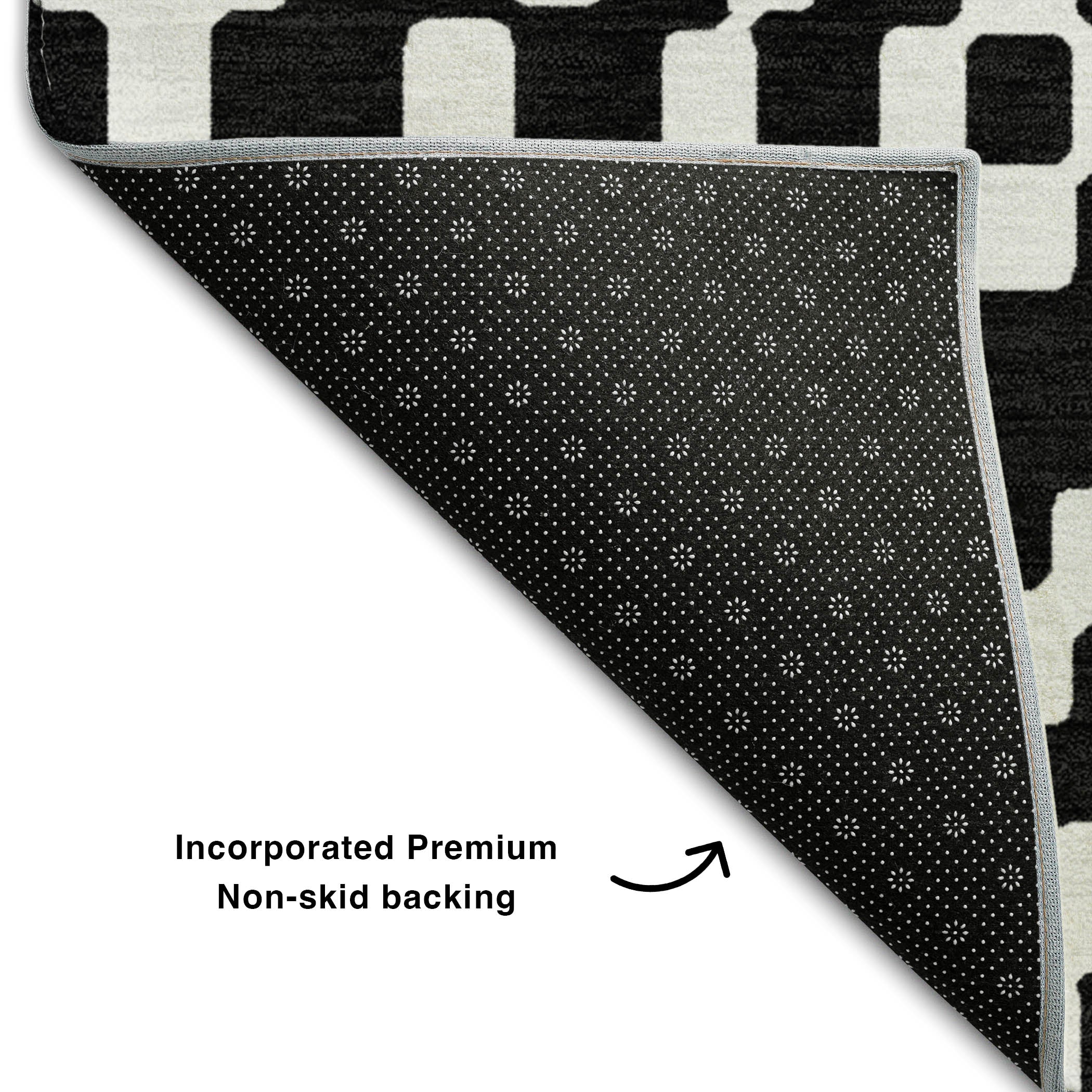 Reykjavik Machine Washable Transitional Black Rug 1'8" x 2'6" #shape_Rectangle