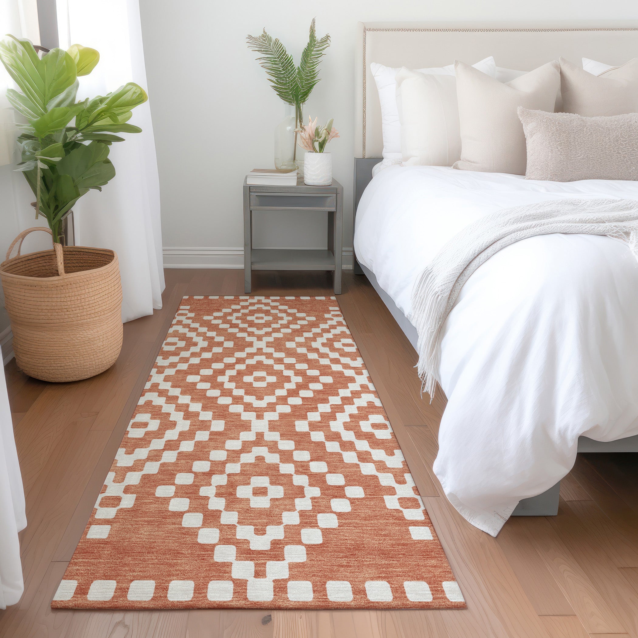 Reykjavik Machine Washable Transitional Salmon Orange Rug 2'3" x 7'6" #shape_Runner