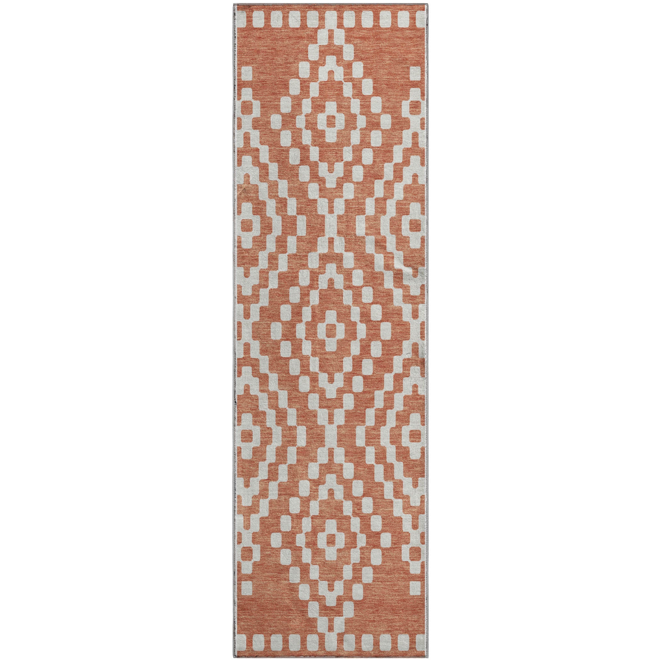 Reykjavik Machine Washable Transitional Salmon Orange Rug 2'3" x 7'6" #shape_Runner