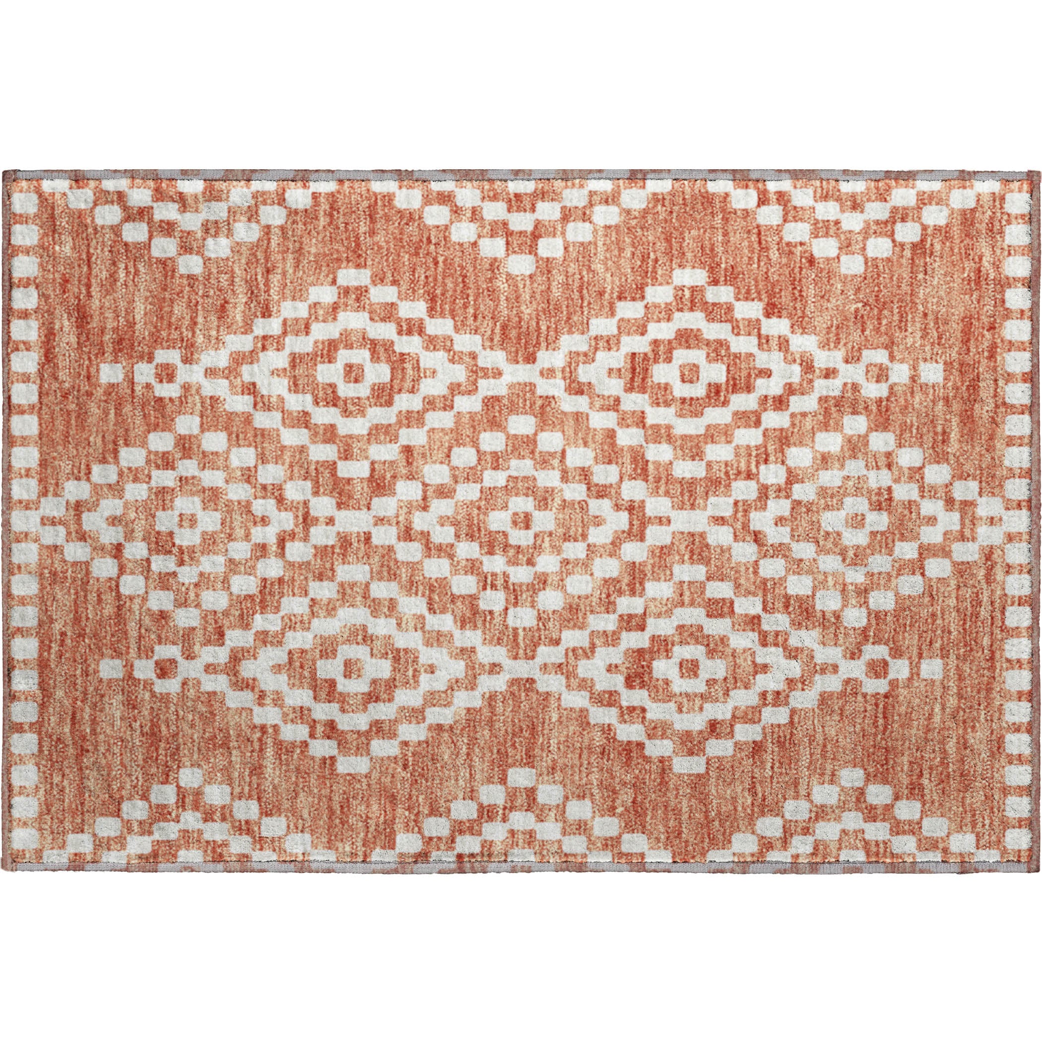 Reykjavik Machine Washable Transitional Salmon Orange Rug 1'8" x 2'6" #shape_Rectangle