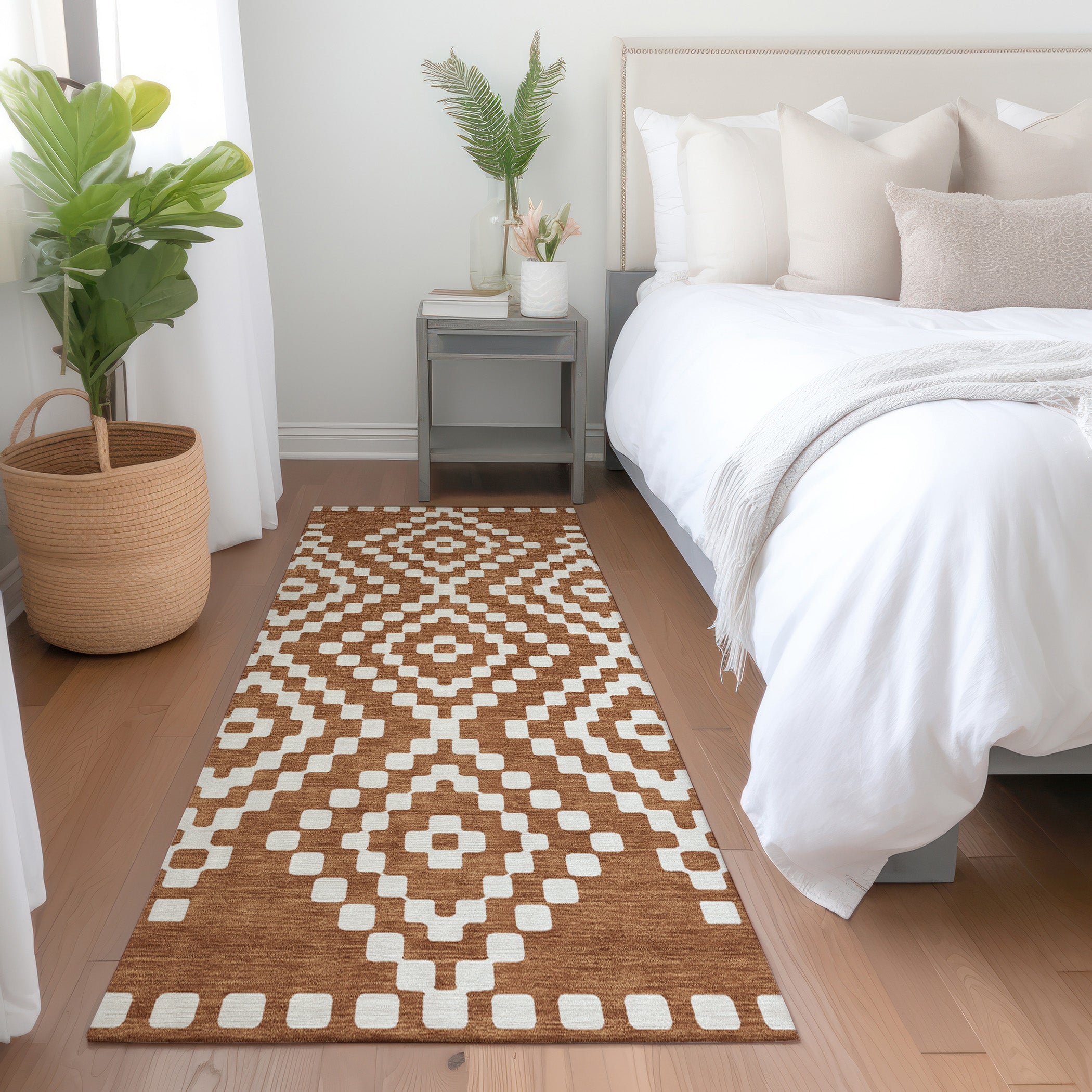 Reykjavik Machine Washable Transitional Terracotta Orange Rug 2'3" x 7'6" #shape_Runner