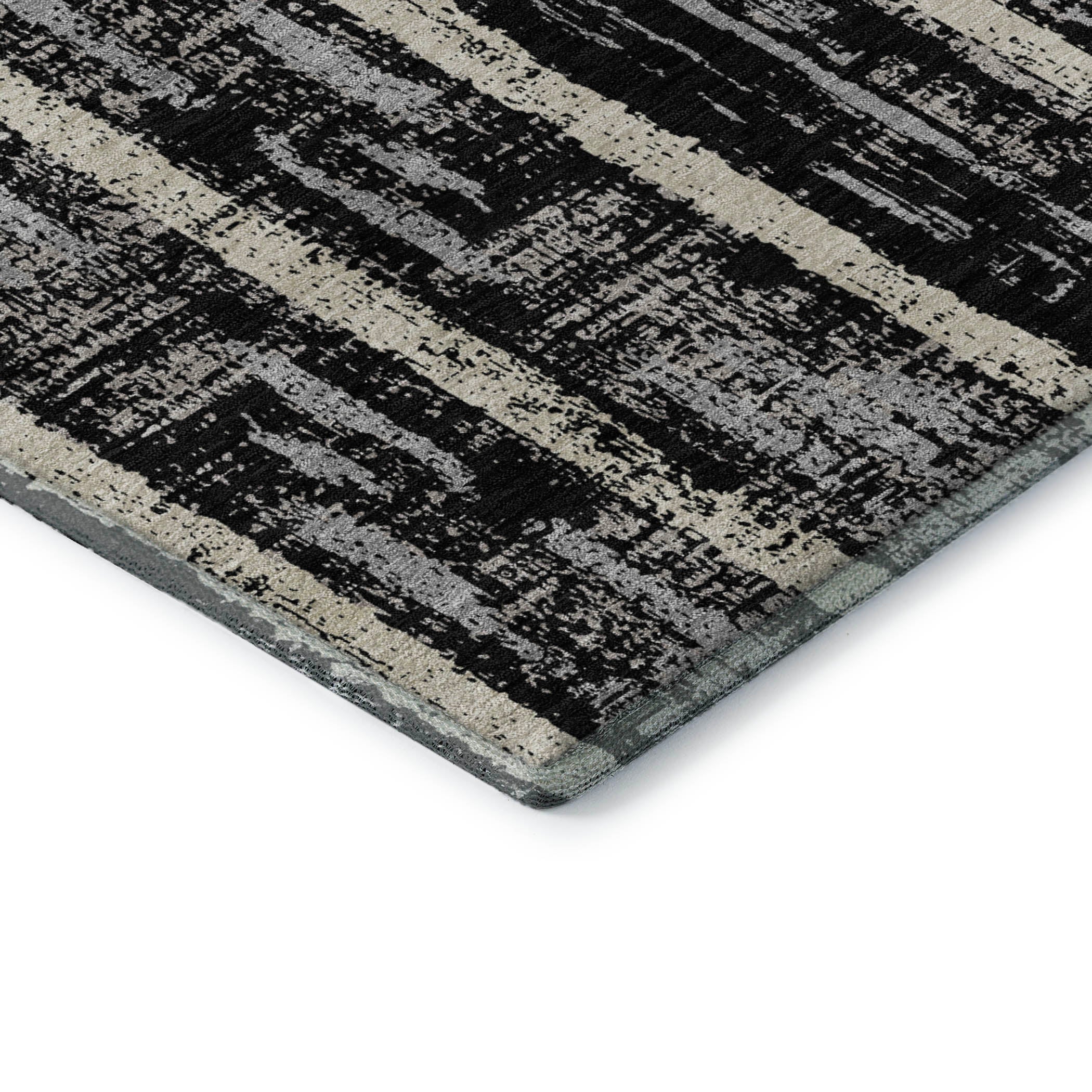 Seoul Machine Washable Transitional Black Rug 1'8" x 2'6" #shape_Rectangle