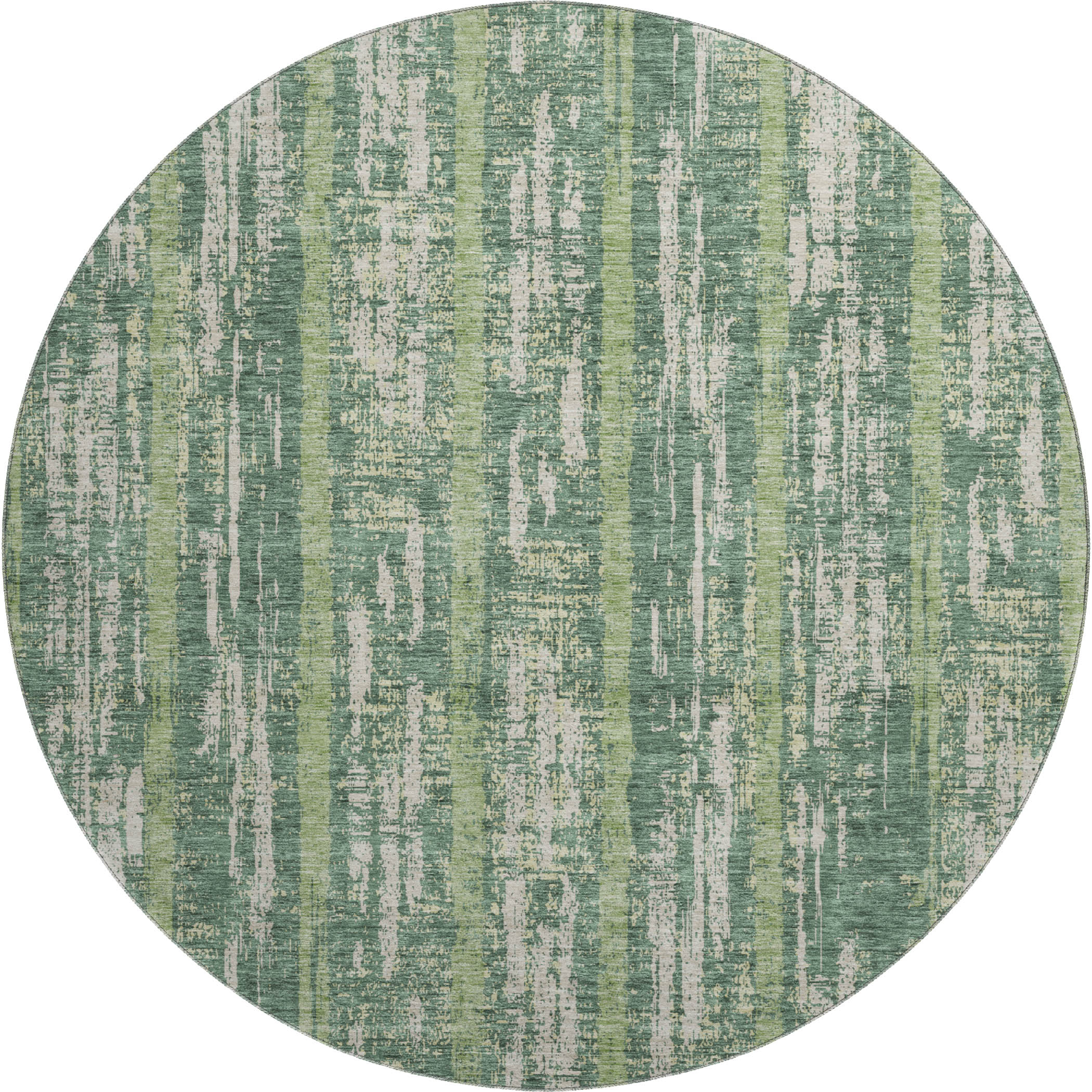 Seoul Machine Washable Transitional Green Rug 8' x 8' #shape_Round