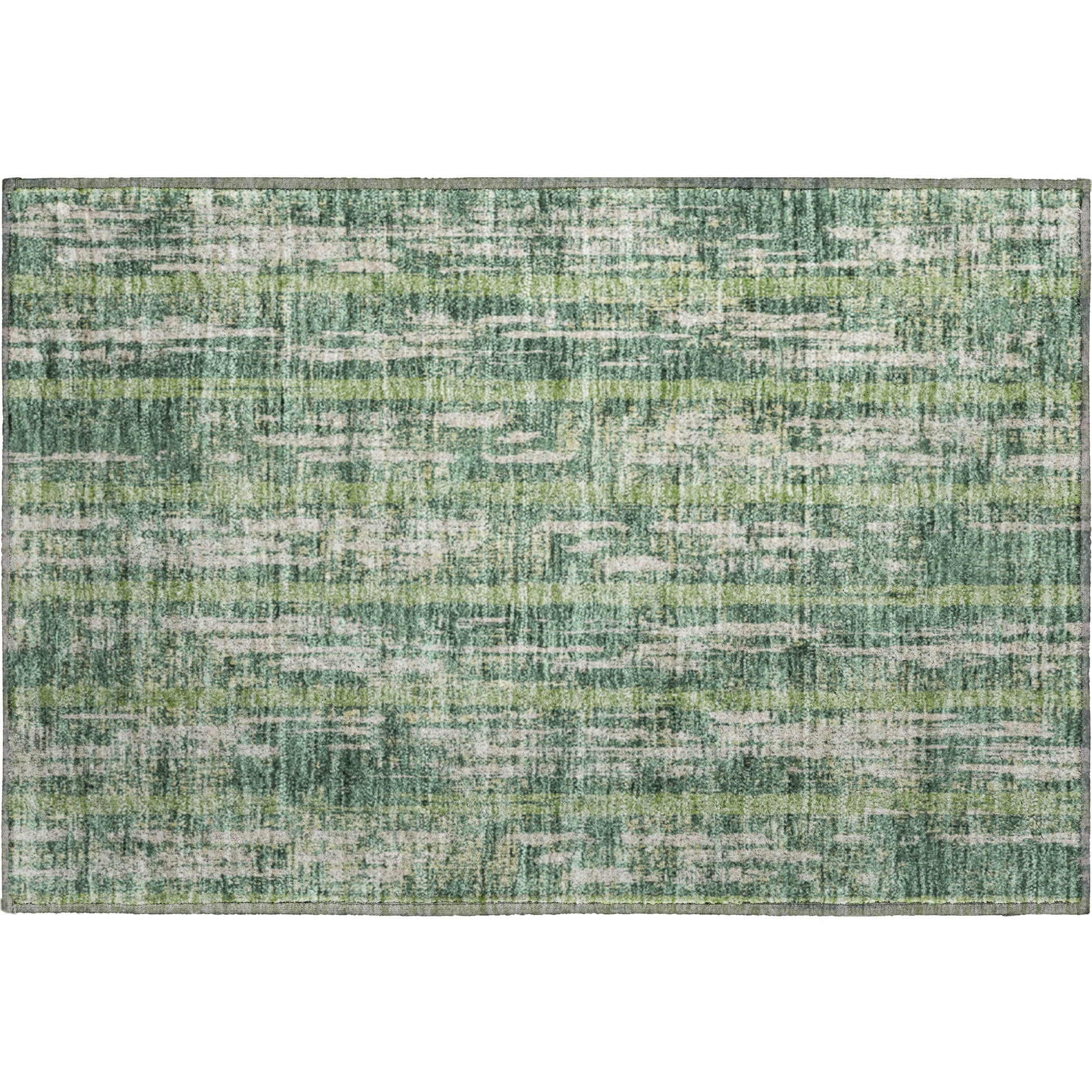 Seoul Machine Washable Transitional Green Rug 1'8" x 2'6" #shape_Rectangle