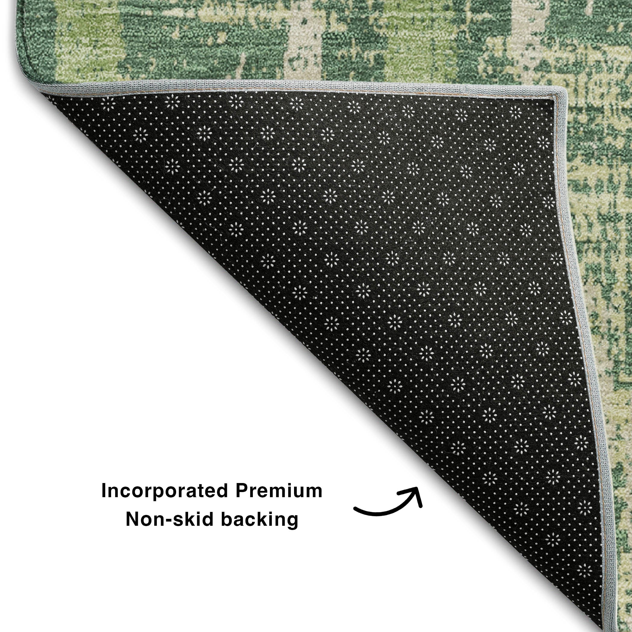 Seoul Machine Washable Transitional Green Rug 1'8" x 2'6" #shape_Rectangle