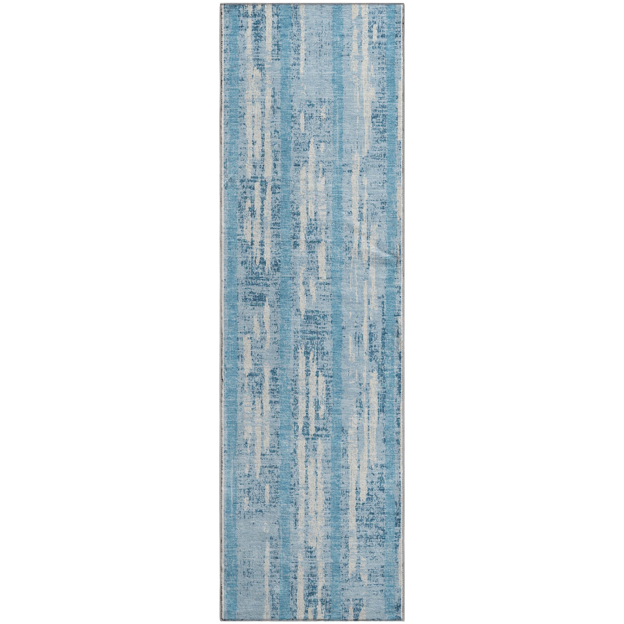 Seoul Machine Washable Transitional Sky Blue Rug 2'3" x 7'6" #shape_Runner