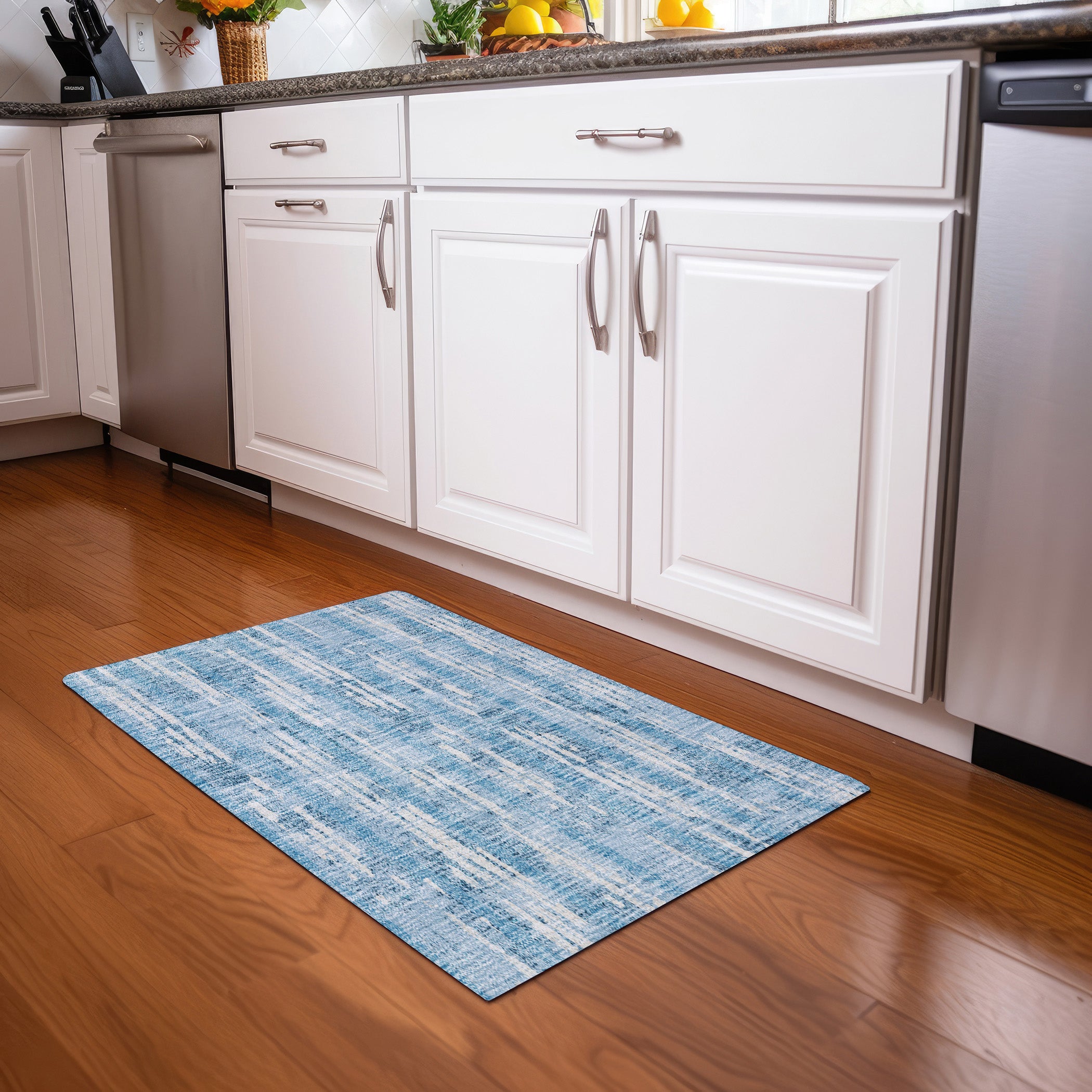 Seoul Machine Washable Transitional Sky Blue Rug 1'8" x 2'6" #shape_Rectangle