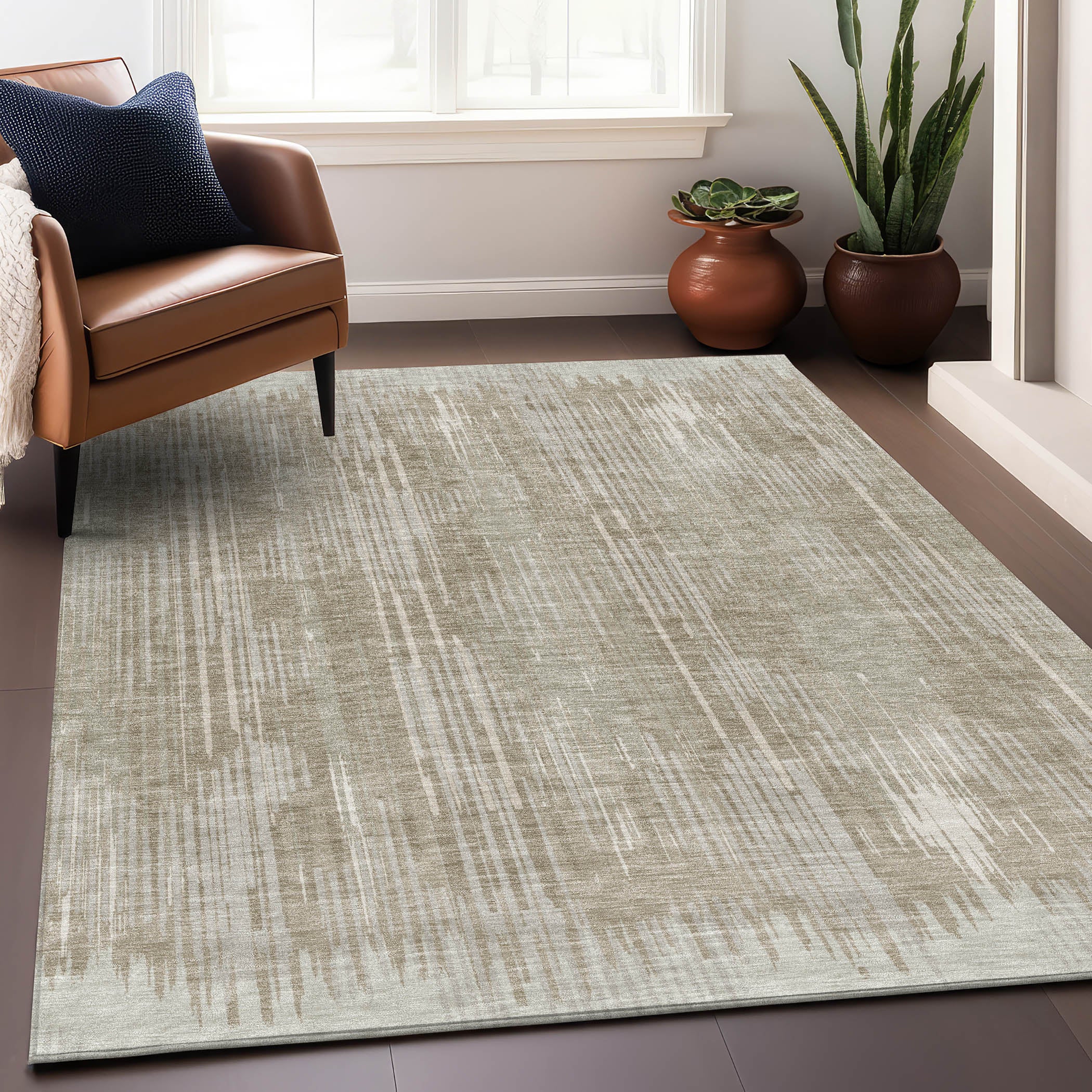 Antigua Machine Washable Transitional Beige Brown Rug 2'6" x 3'10" #shape_Rectangle