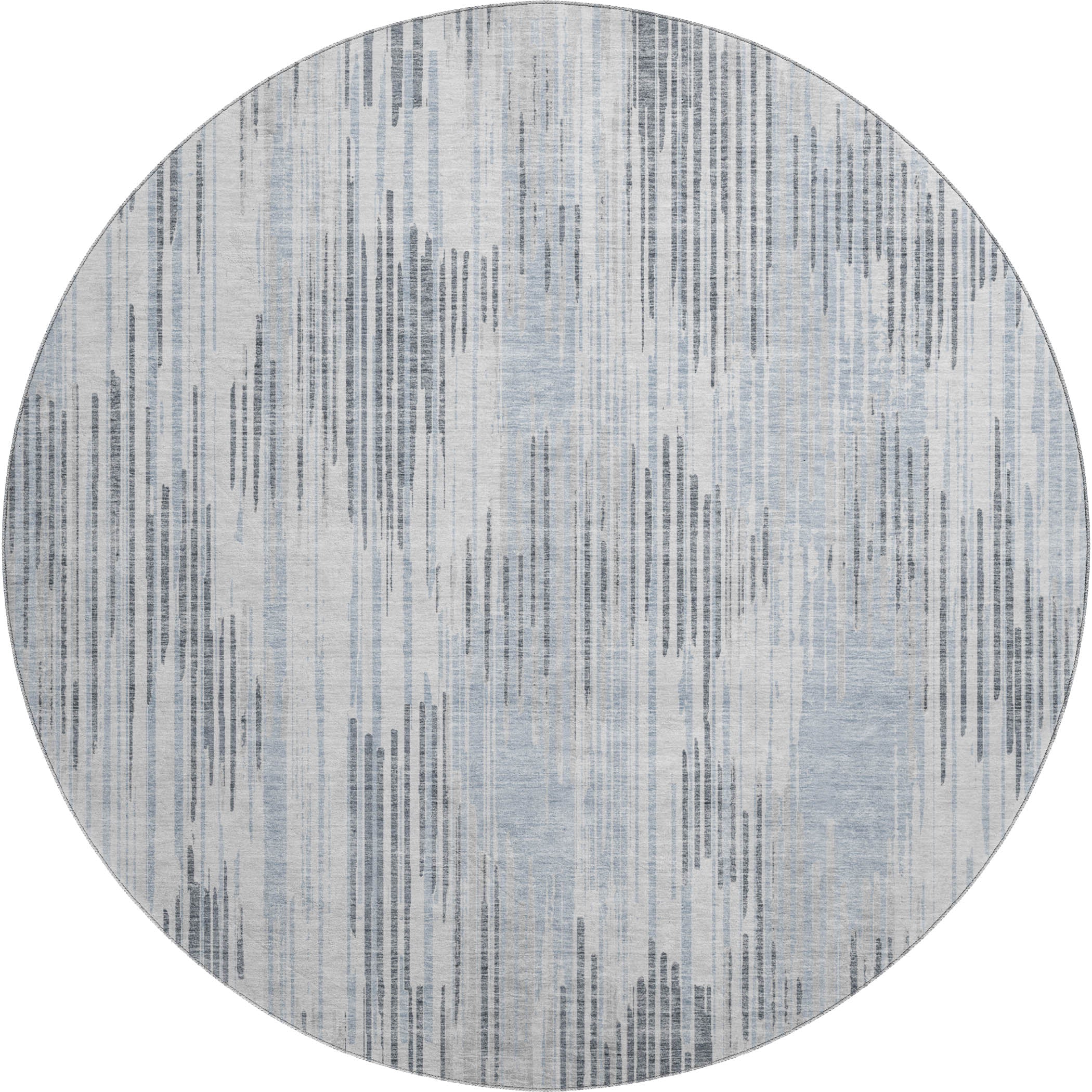 Antigua Machine Washable Transitional Gray Rug 8' x 8' #shape_Round