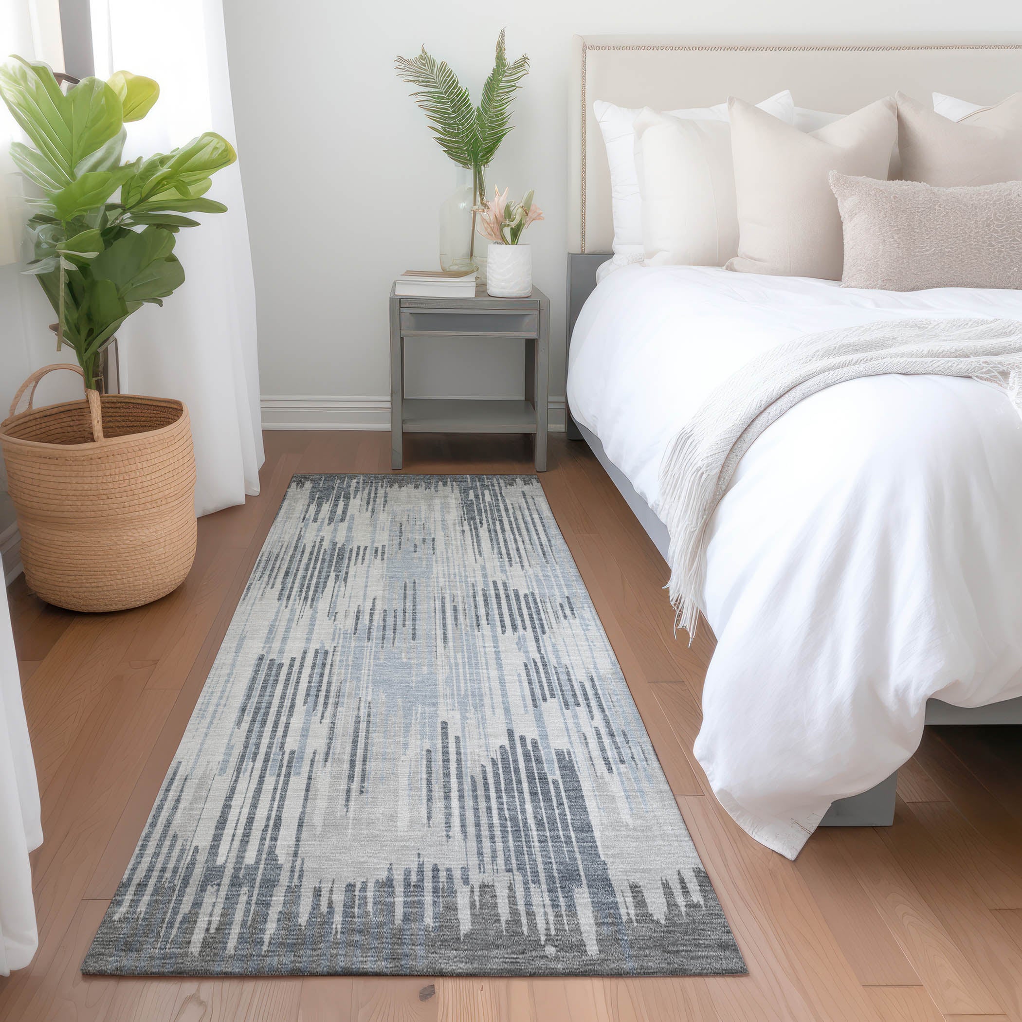 Antigua Machine Washable Transitional Gray Rug 2'3" x 7'6" #shape_Runner