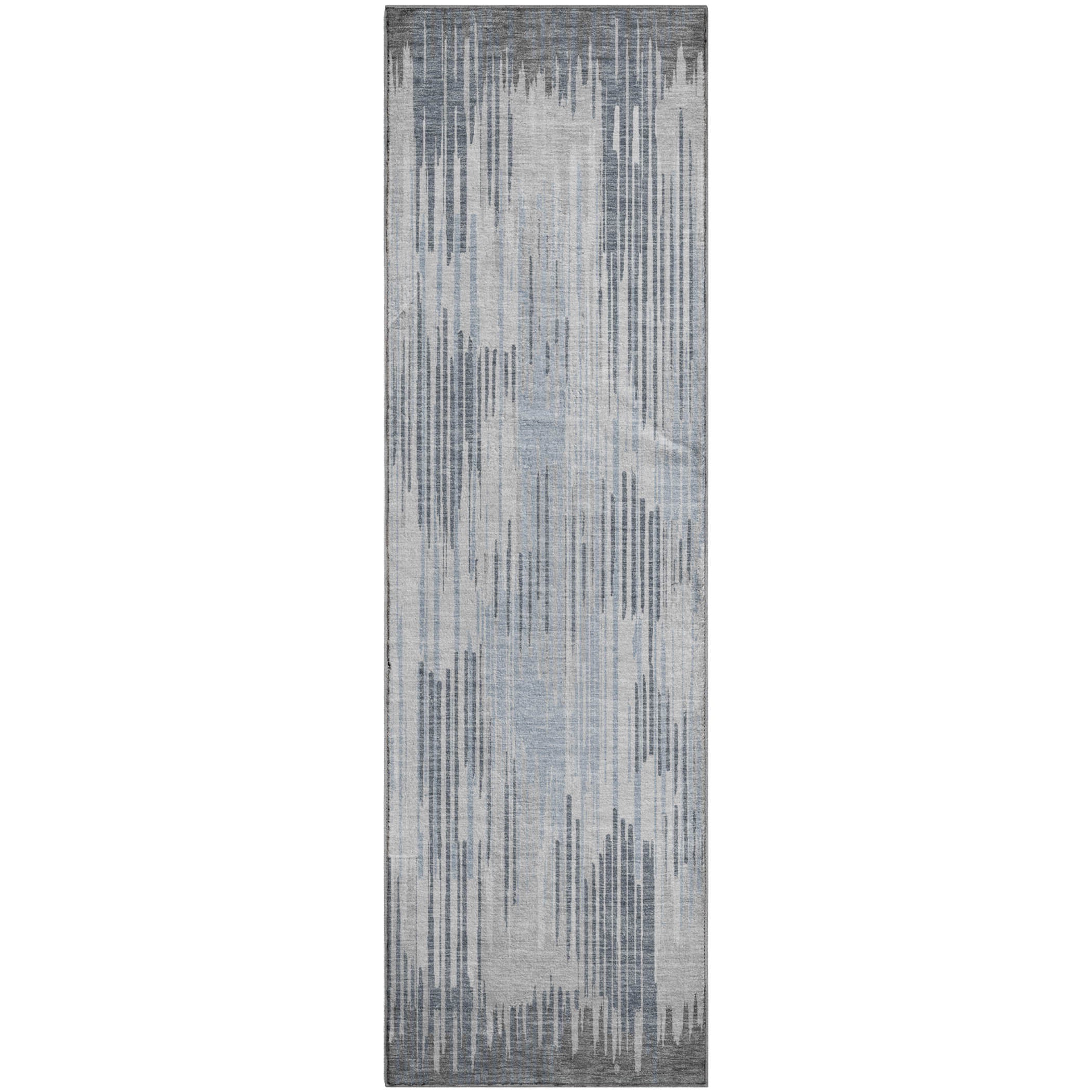 Antigua Machine Washable Transitional Gray Rug 2'3" x 7'6" #shape_Runner