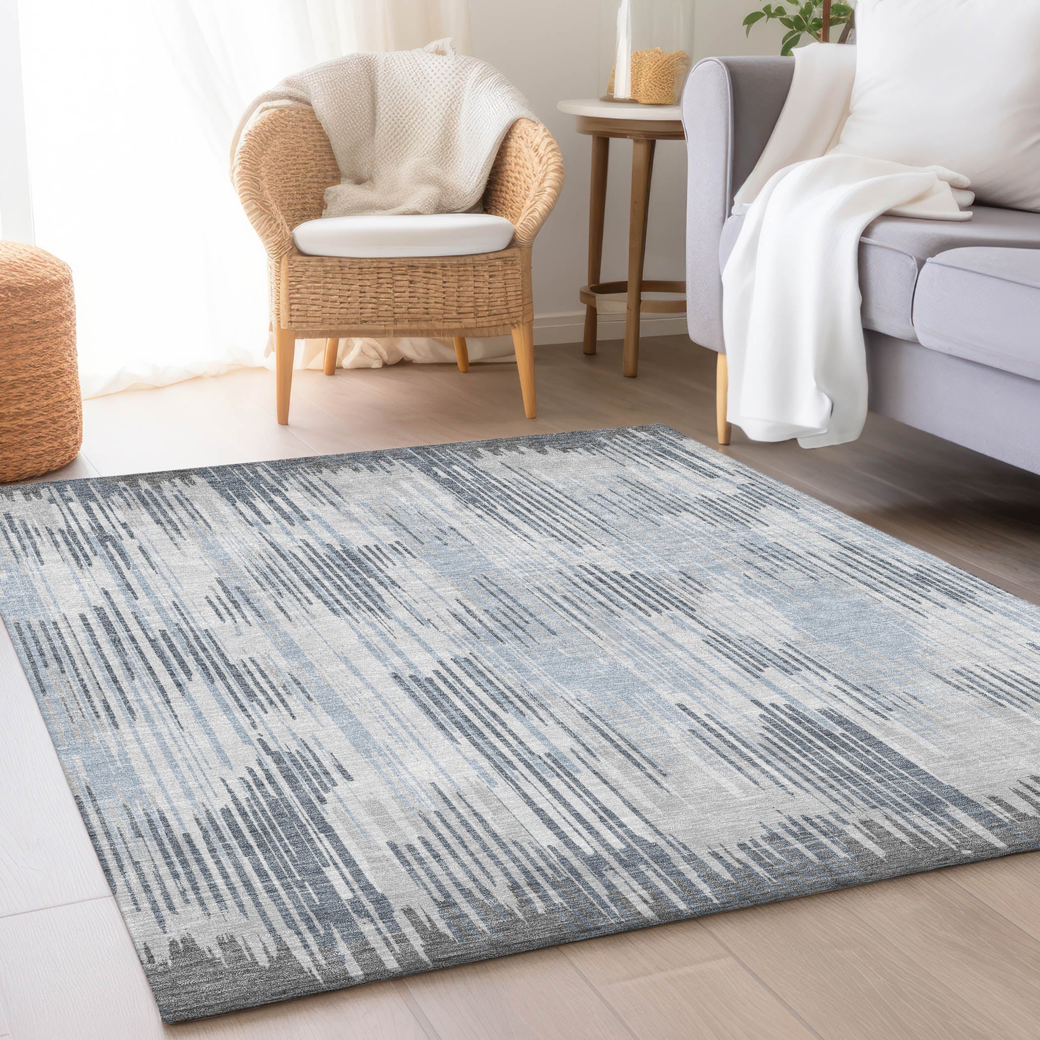 Antigua Machine Washable Transitional Gray Rug 2'6" x 3'10" #shape_Rectangle