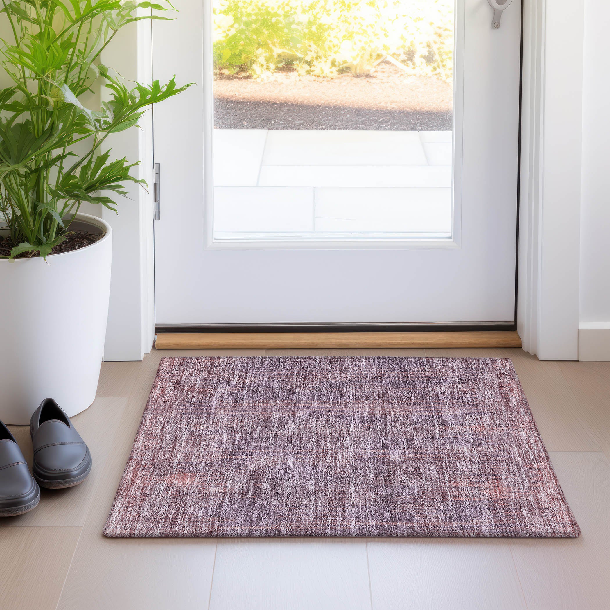 Antigua Machine Washable Transitional Mauve Pink Rug 1'8" x 2'6" #shape_Rectangle