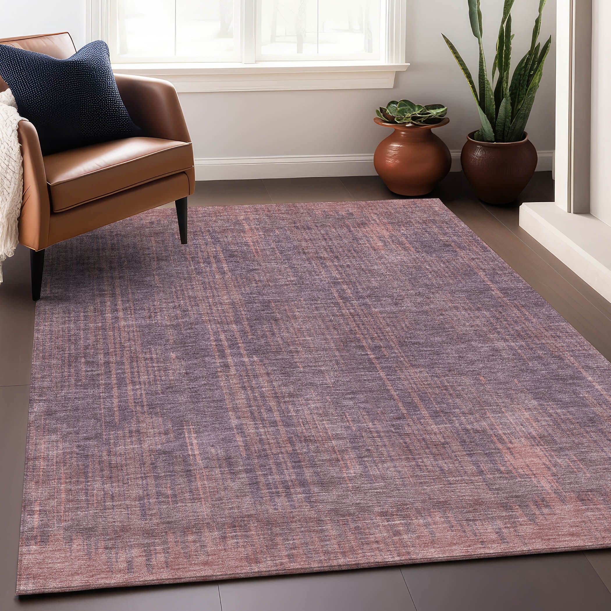 Antigua Machine Washable Transitional Mauve Pink Rug 2'6" x 3'10" #shape_Rectangle