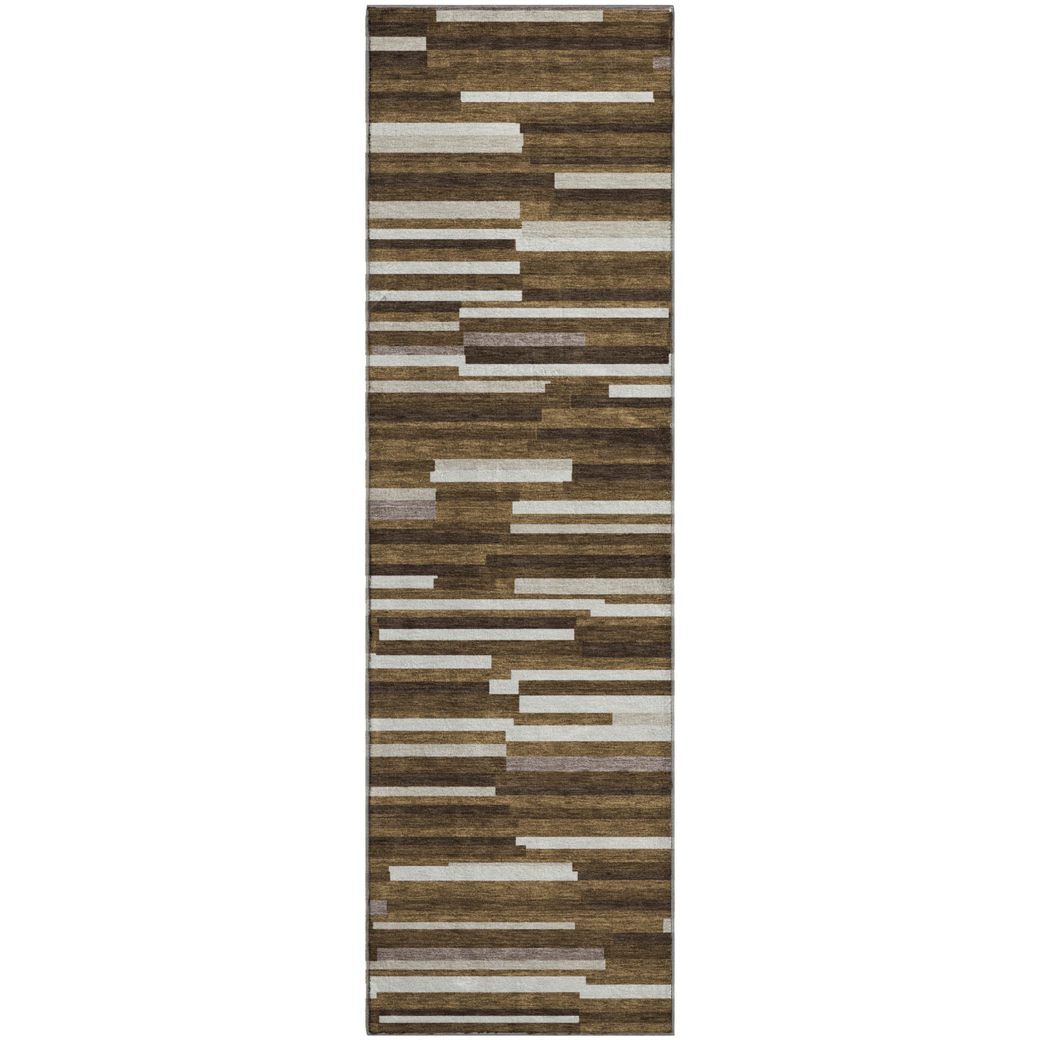 Cartagena Machine Washable Transitional Brown Rug 2'3" x 7'6" #shape_Runner