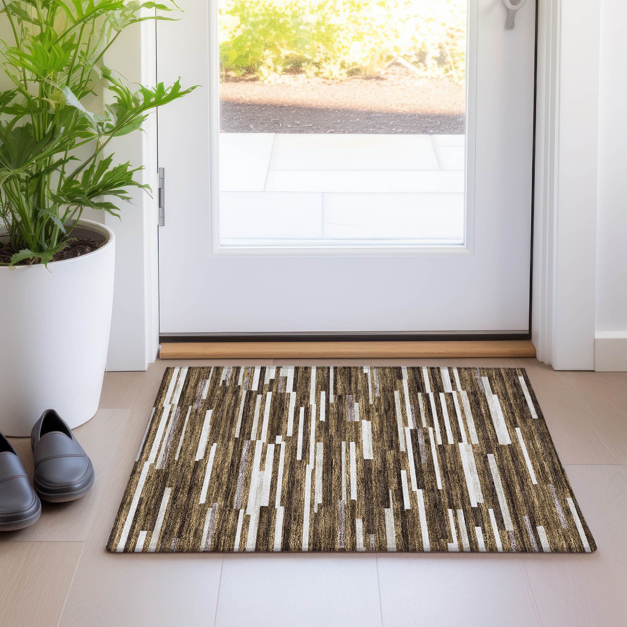 Cartagena Machine Washable Transitional Brown Rug 1'8" x 2'6" #shape_Rectangle