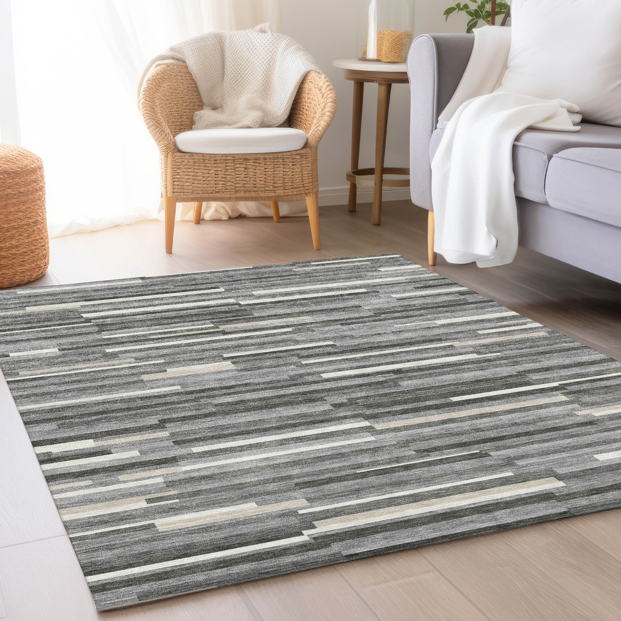 Cartagena Machine Washable Transitional Gray Rug 2'6" x 3'10" #shape_Rectangle