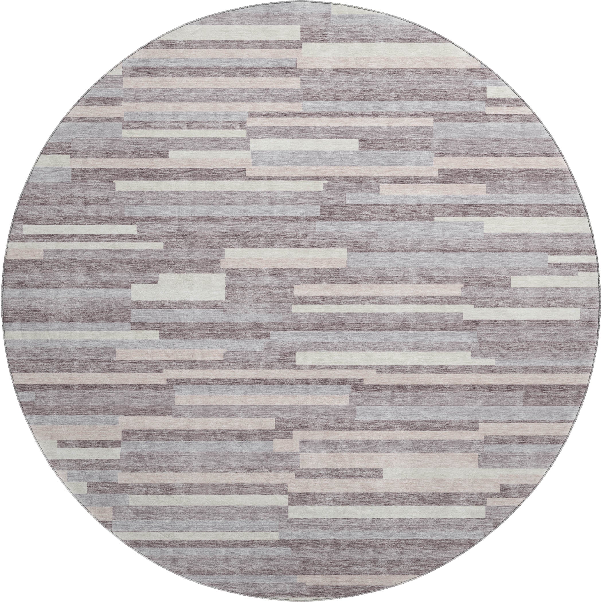 Cartagena Machine Washable Transitional Lavender Purple Rug 8' x 8' #shape_Round