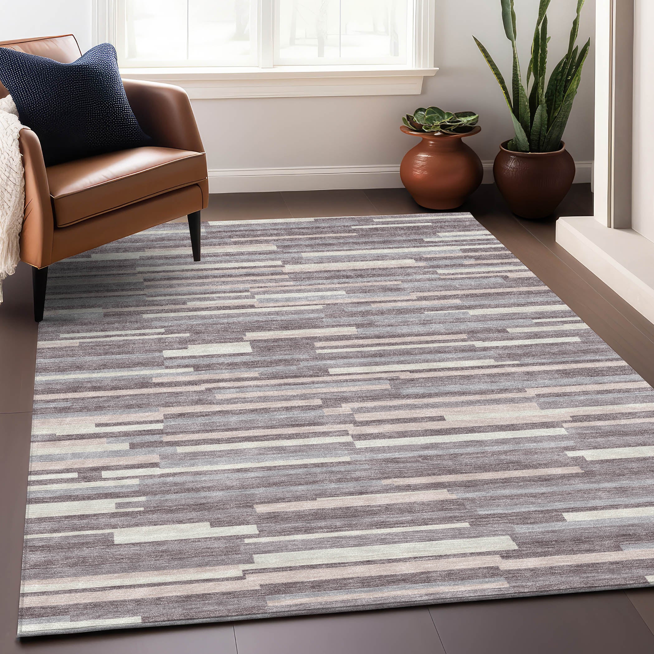 Cartagena Machine Washable Transitional Lavender Purple Rug 2'6" x 3'10" #shape_Rectangle