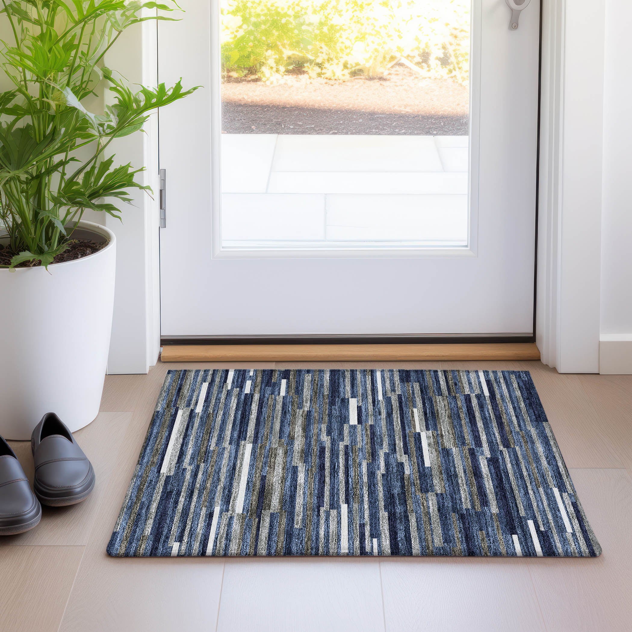 Cartagena Machine Washable Transitional Navy Blue Rug 1'8" x 2'6" #shape_Rectangle