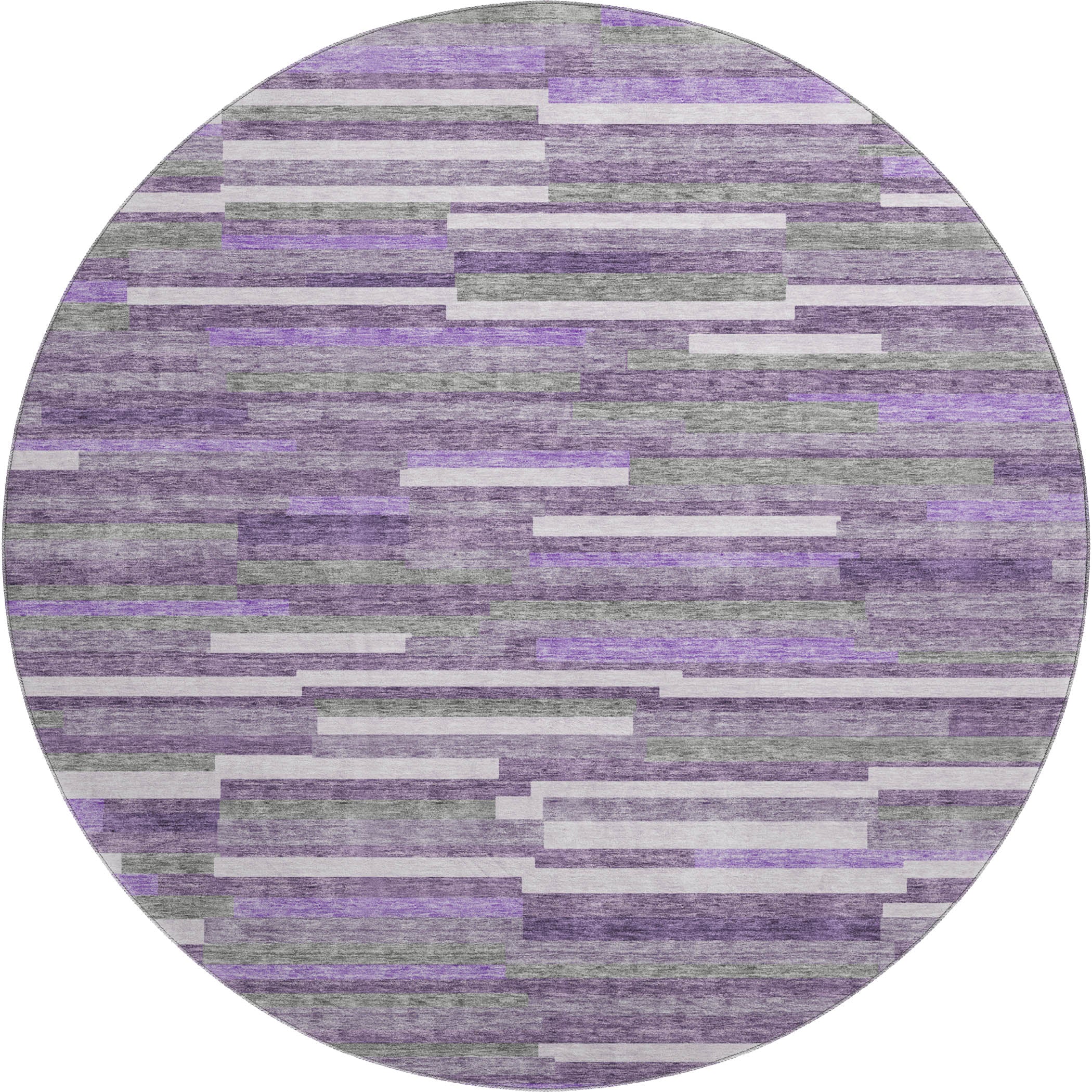 Cartagena Machine Washable Transitional Purple Rug 8' x 8' #shape_Round