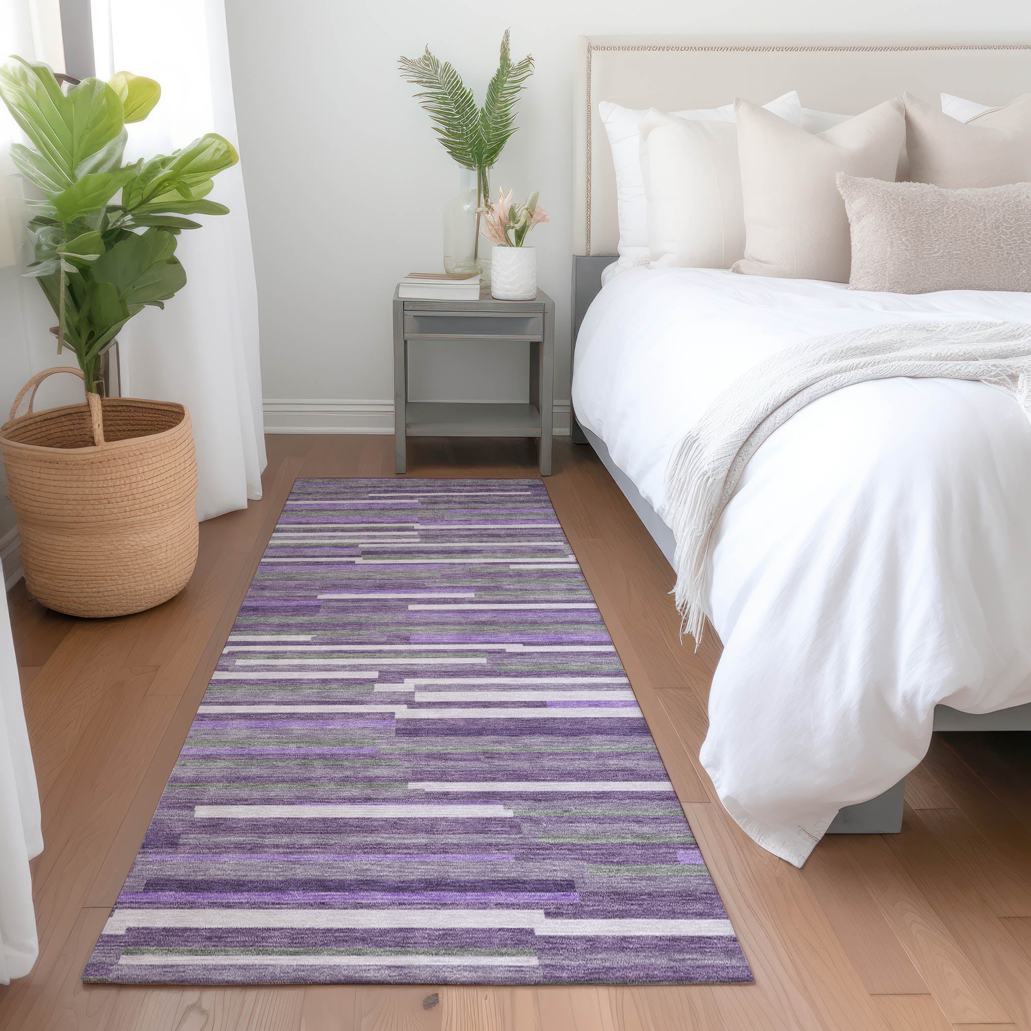 Cartagena Machine Washable Transitional Purple Rug 2'3" x 7'6" #shape_Runner
