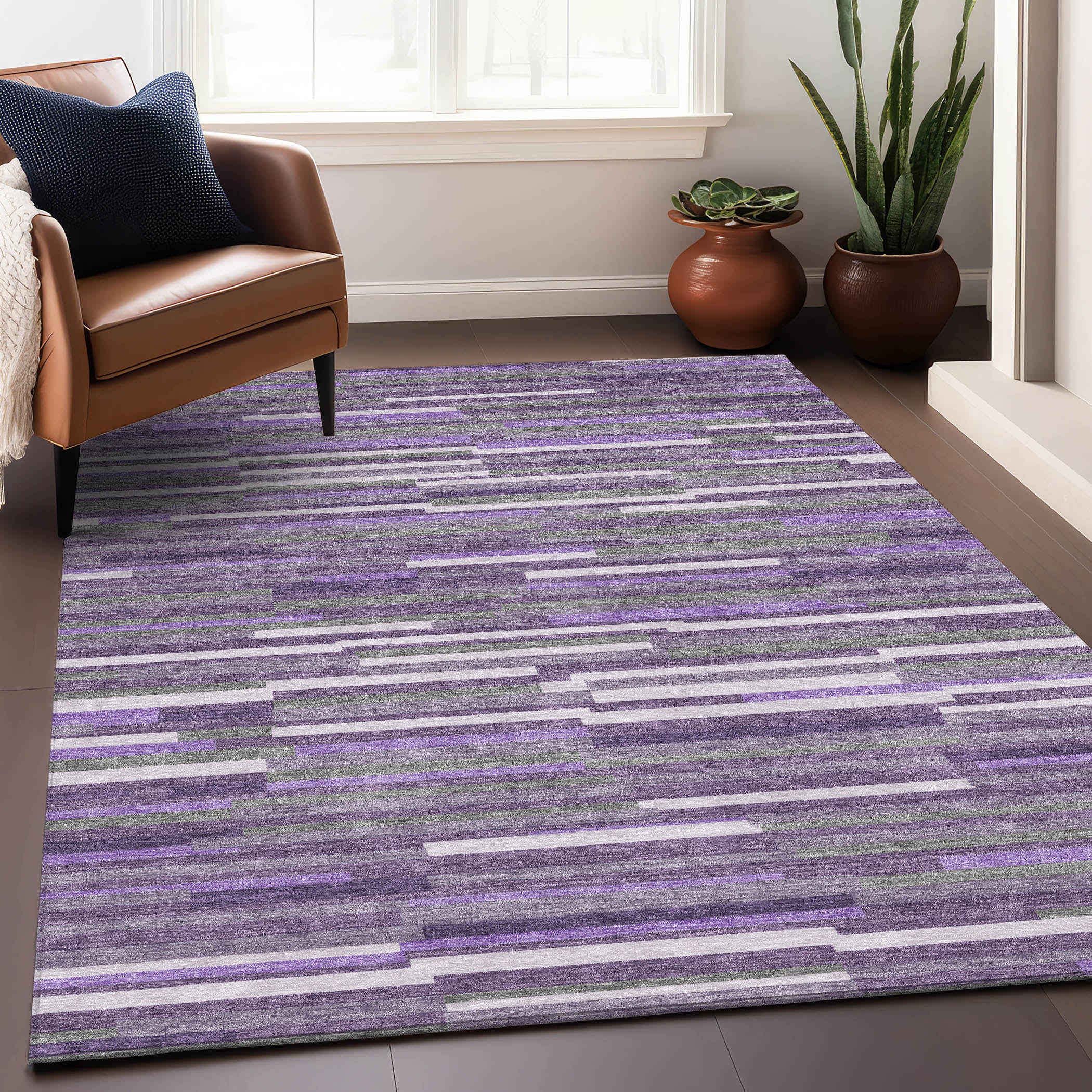 Cartagena Machine Washable Transitional Purple Rug 2'6" x 3'10" #shape_Rectangle