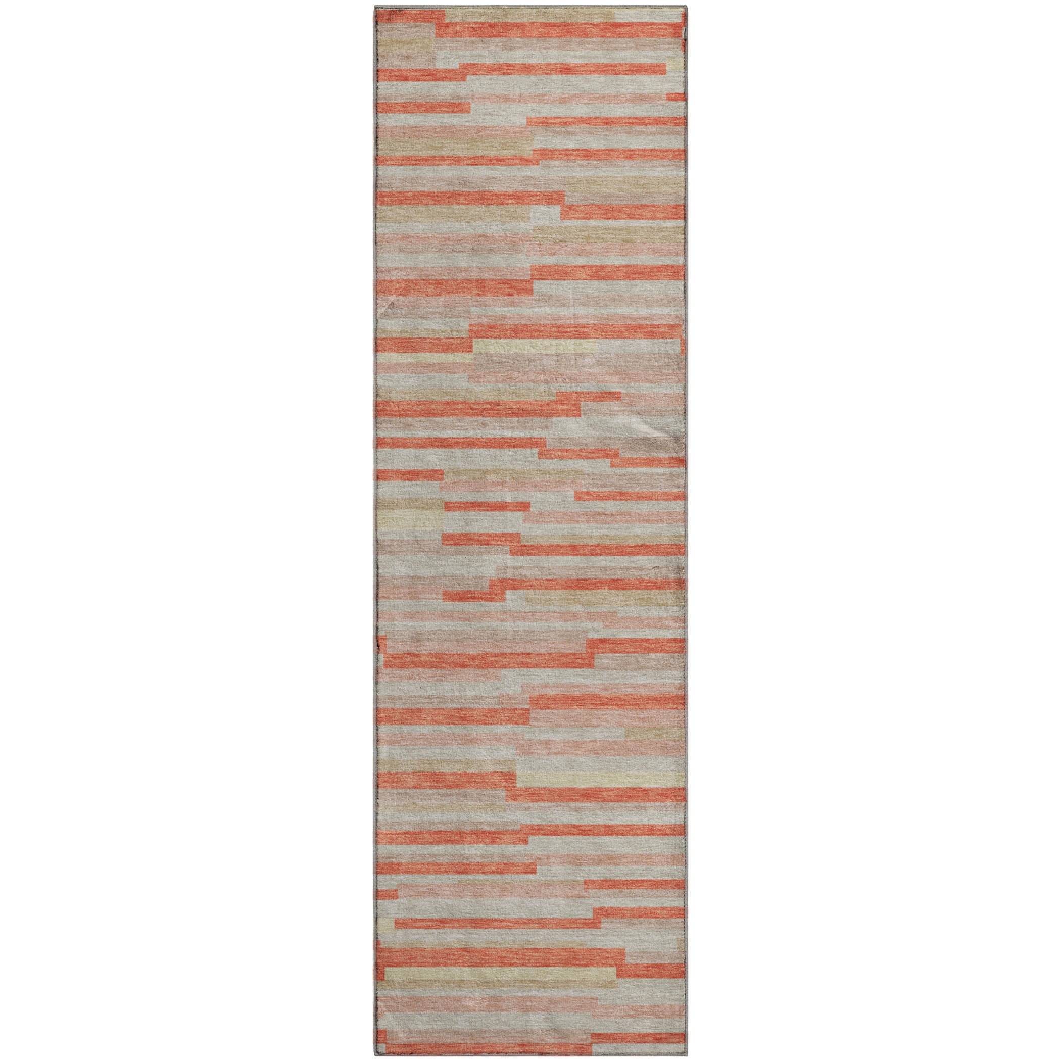 Cartagena Machine Washable Transitional Salmon Orange Rug 2'3" x 7'6" #shape_Runner
