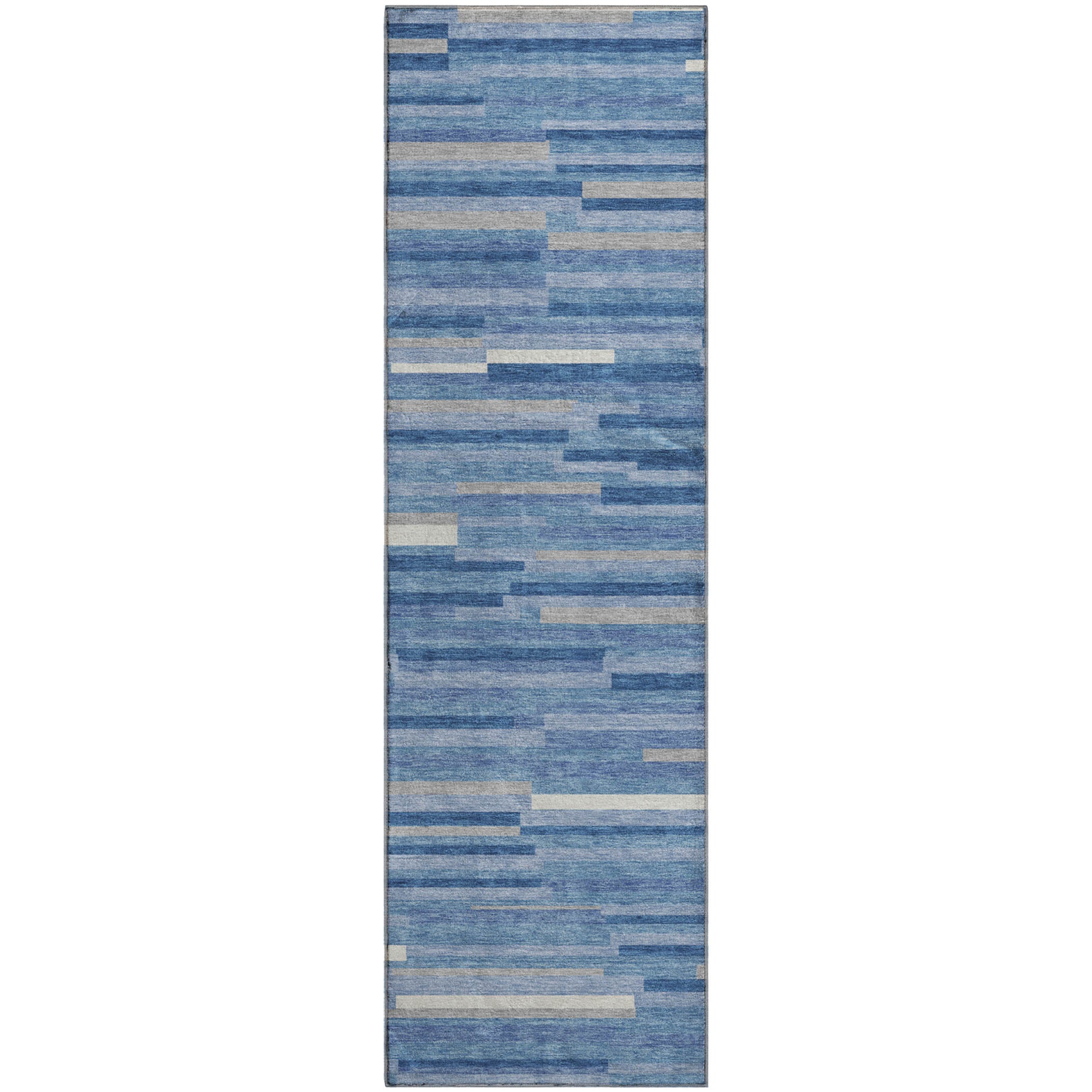 Cartagena Machine Washable Transitional Sky Blue Rug 2'3" x 7'6" #shape_Runner
