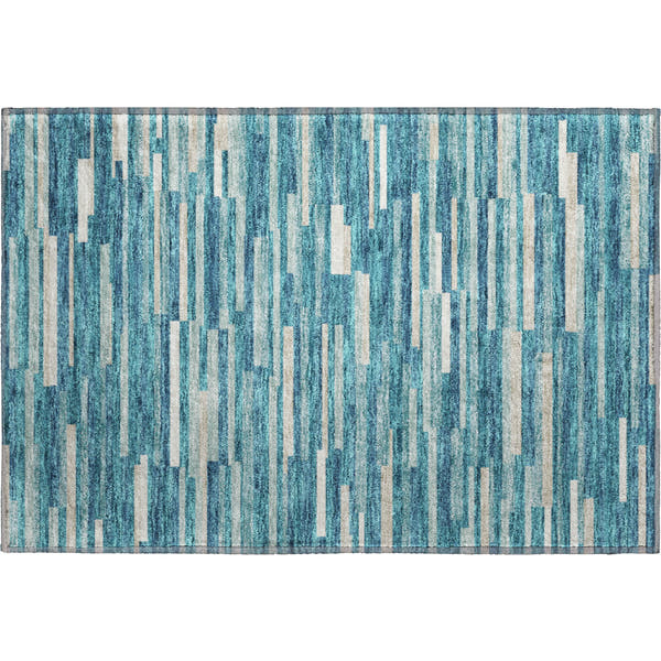 Cartagena Machine Washable Transitional Teal Rug 1'8" x 2'6"