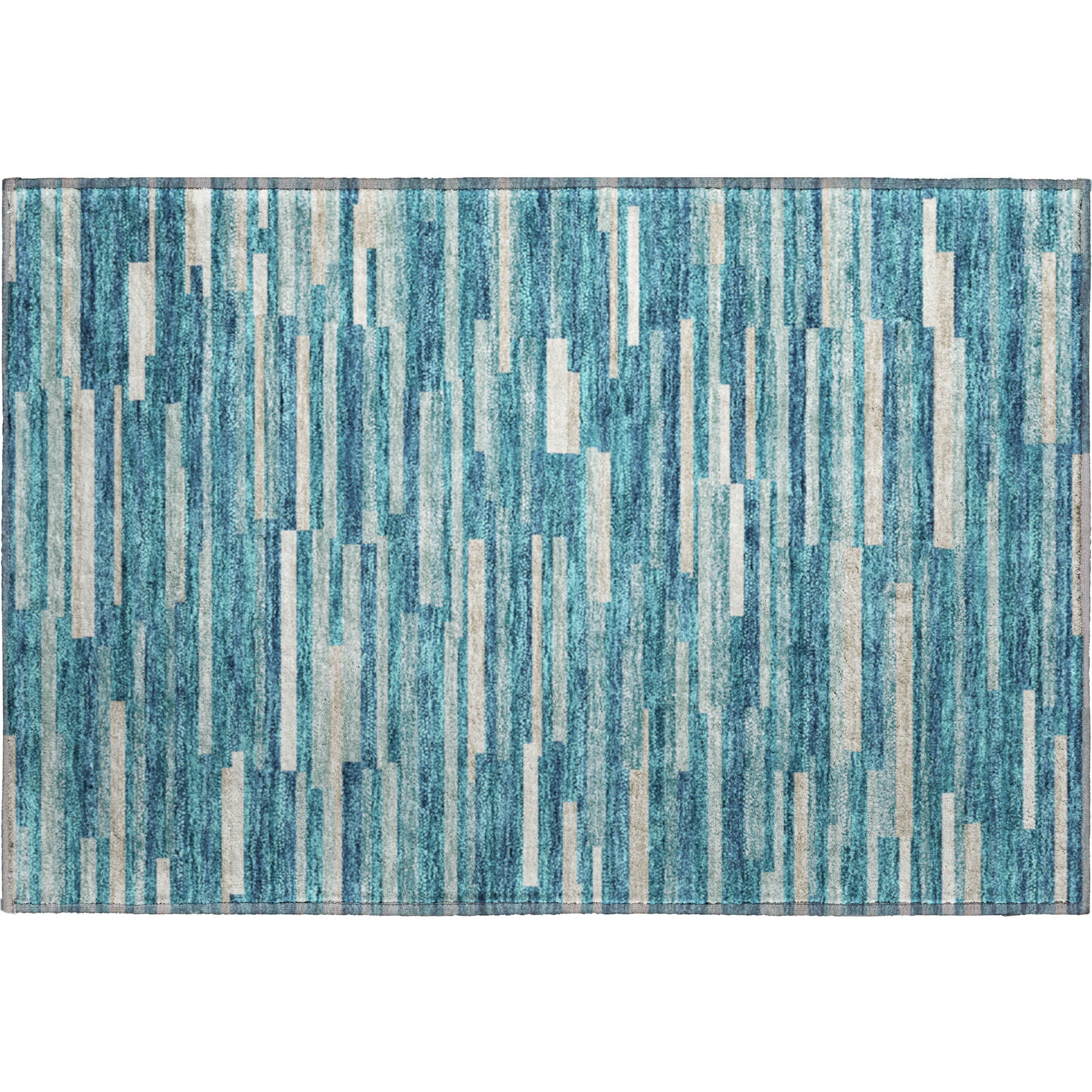 Cartagena Machine Washable Transitional Teal Rug 1'8" x 2'6" #shape_Rectangle