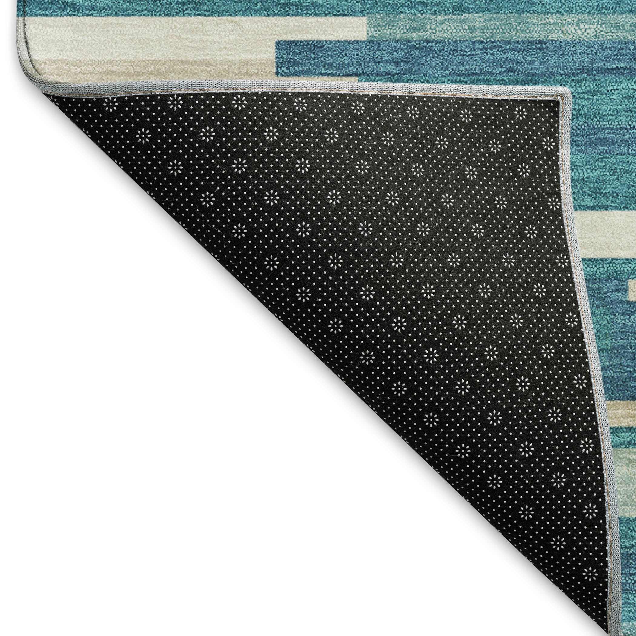Cartagena Machine Washable Transitional Teal Rug 1'8" x 2'6" #shape_Rectangle