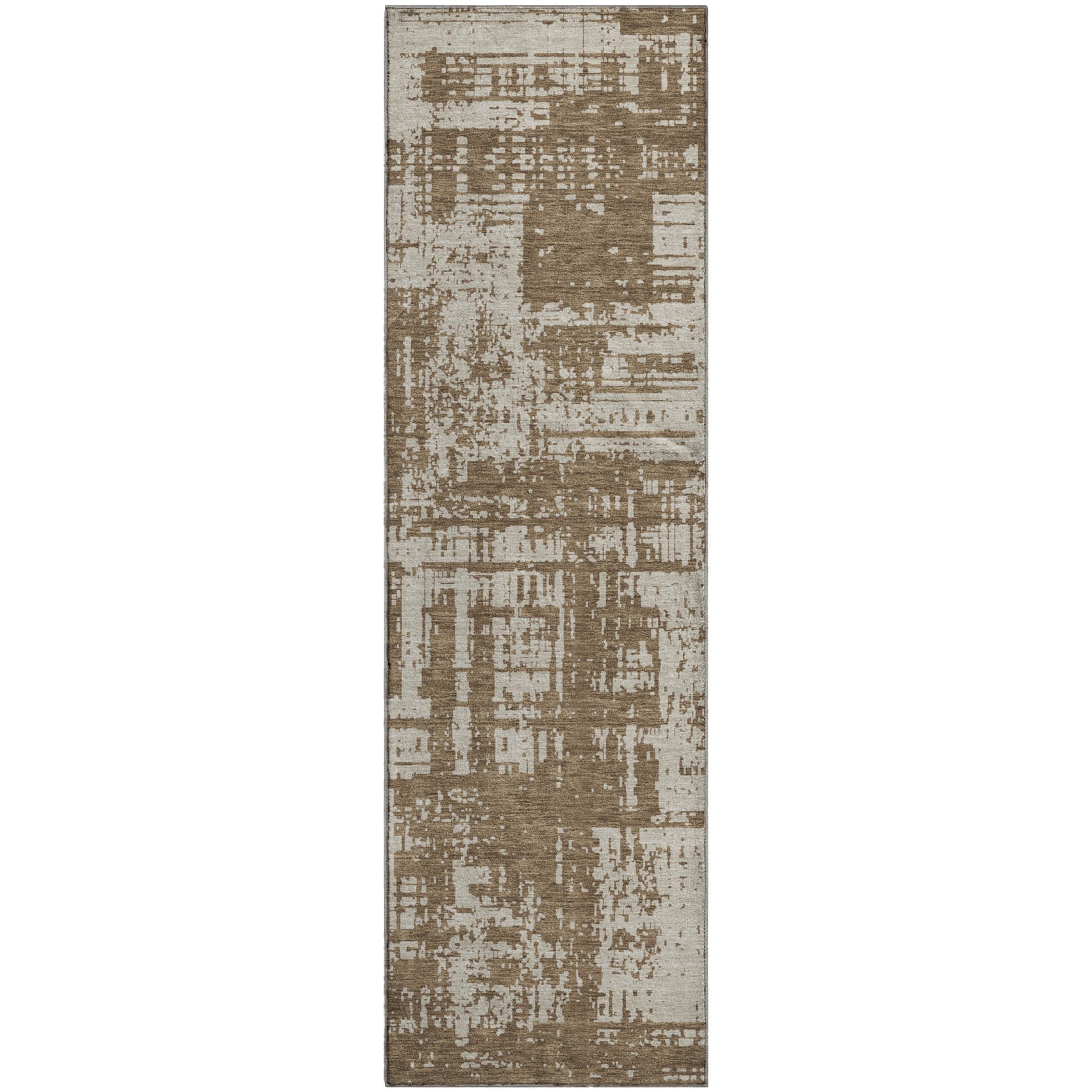 Queenstown Machine Washable Transitional Brown Rug 2'3" x 7'6" #shape_Runner
