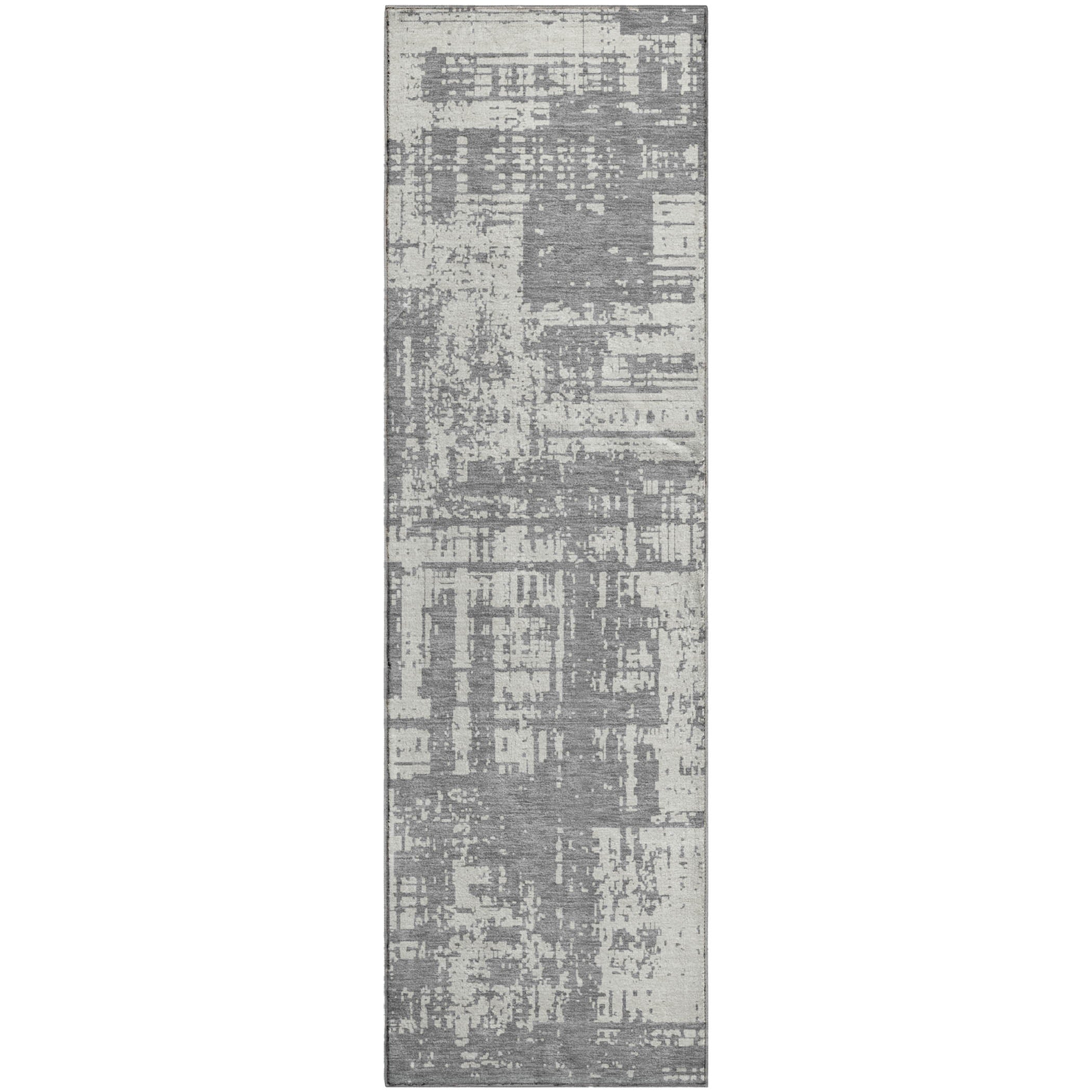 Queenstown Machine Washable Transitional Gray Rug 2'3" x 7'6" #shape_Runner