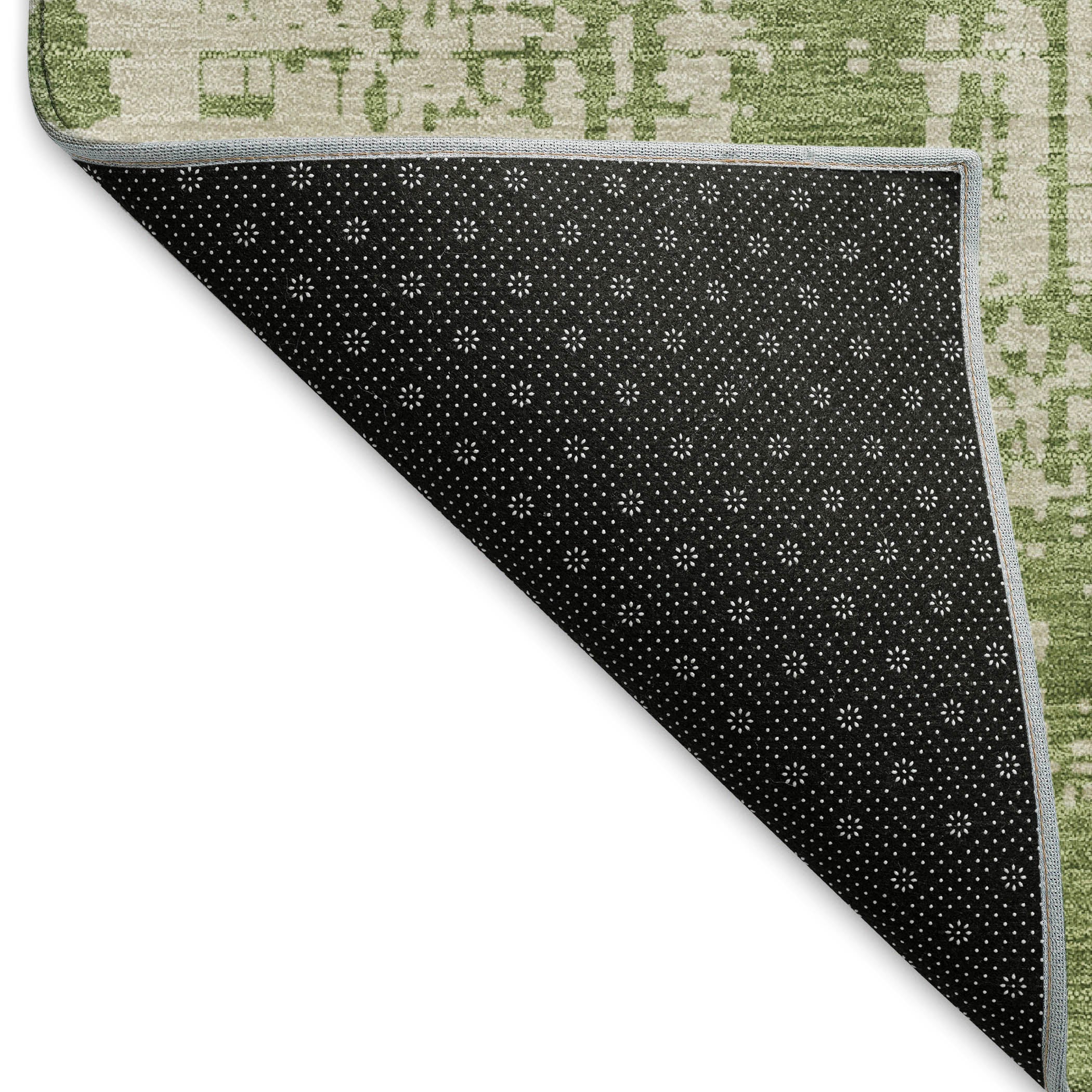 Queenstown Machine Washable Transitional Green Rug 1'8" x 2'6" #shape_Rectangle