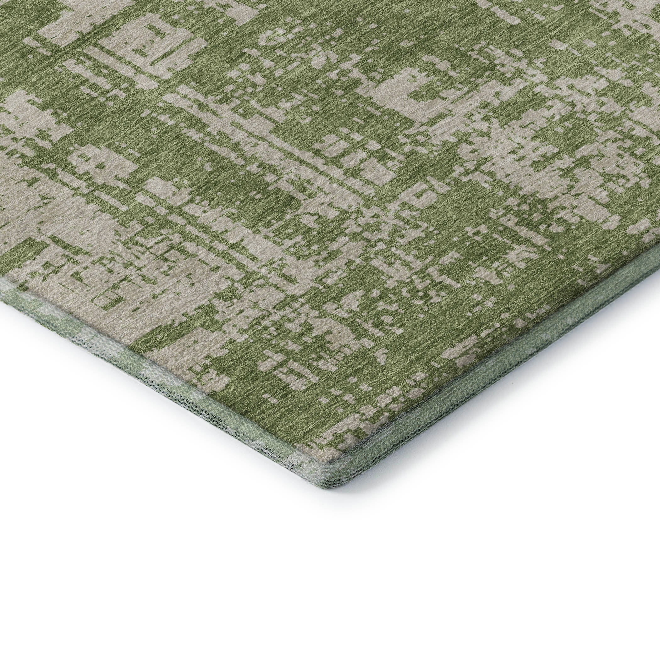 Queenstown Machine Washable Transitional Green Rug 1'8" x 2'6" #shape_Rectangle