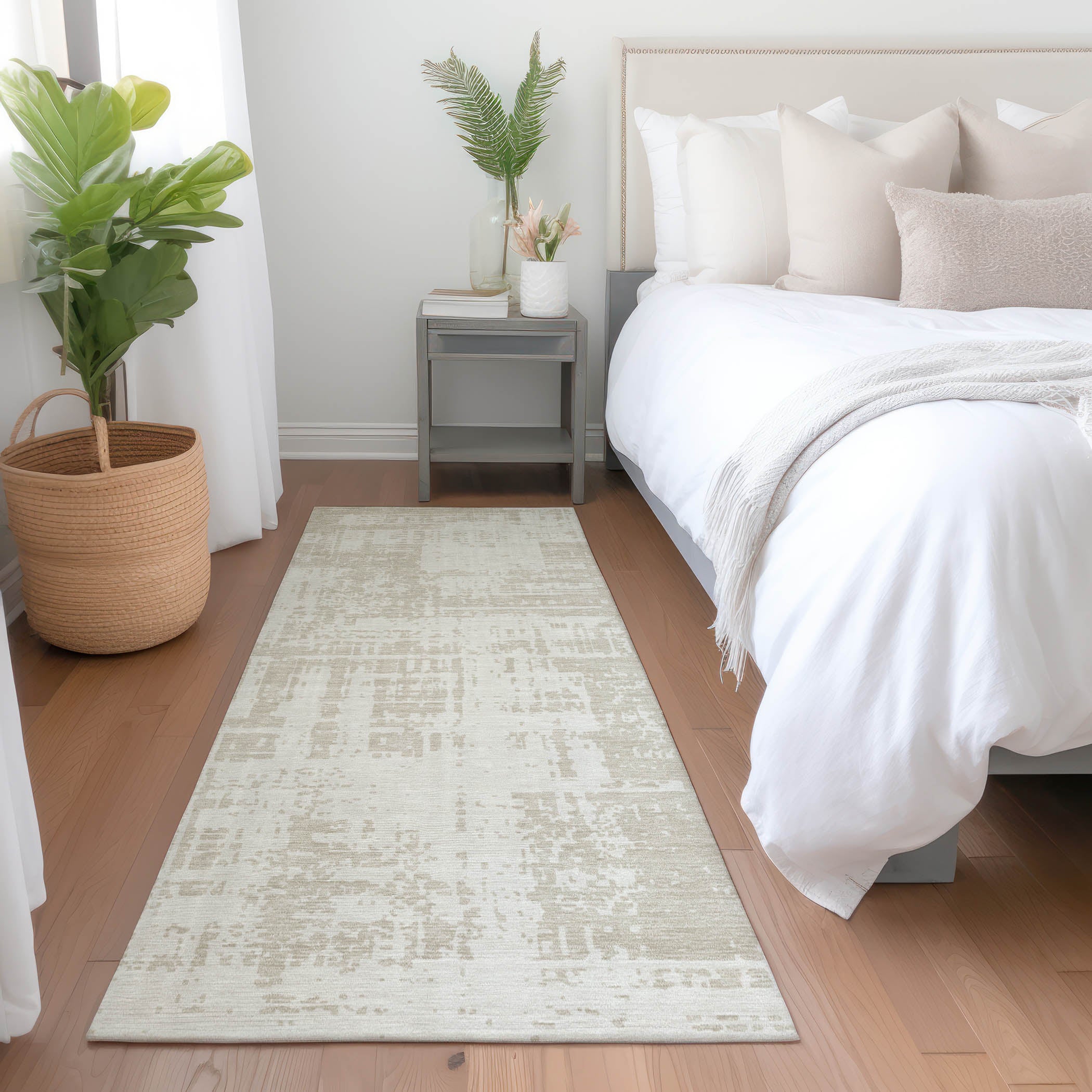 Queenstown Machine Washable Transitional Ivory Rug 2'3" x 7'6" #shape_Runner