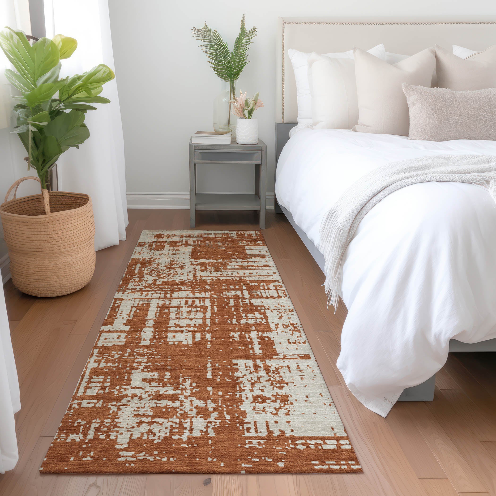 Queenstown Machine Washable Transitional Paprika Orange Rug 2'3" x 7'6" #shape_Runner