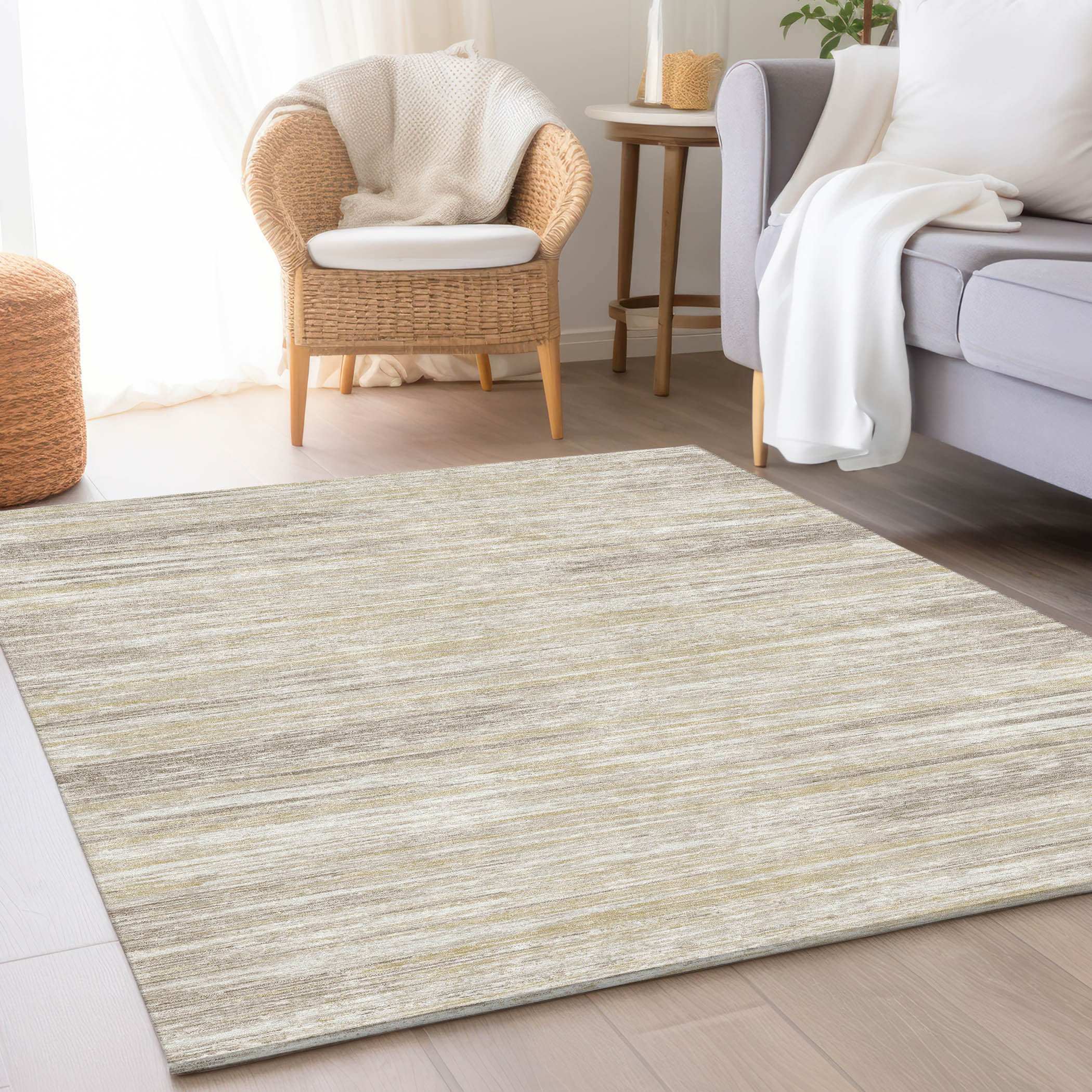 Seoul Machine Washable Transitional Beige Brown Rug 2'6" x 3'10" #shape_Rectangle