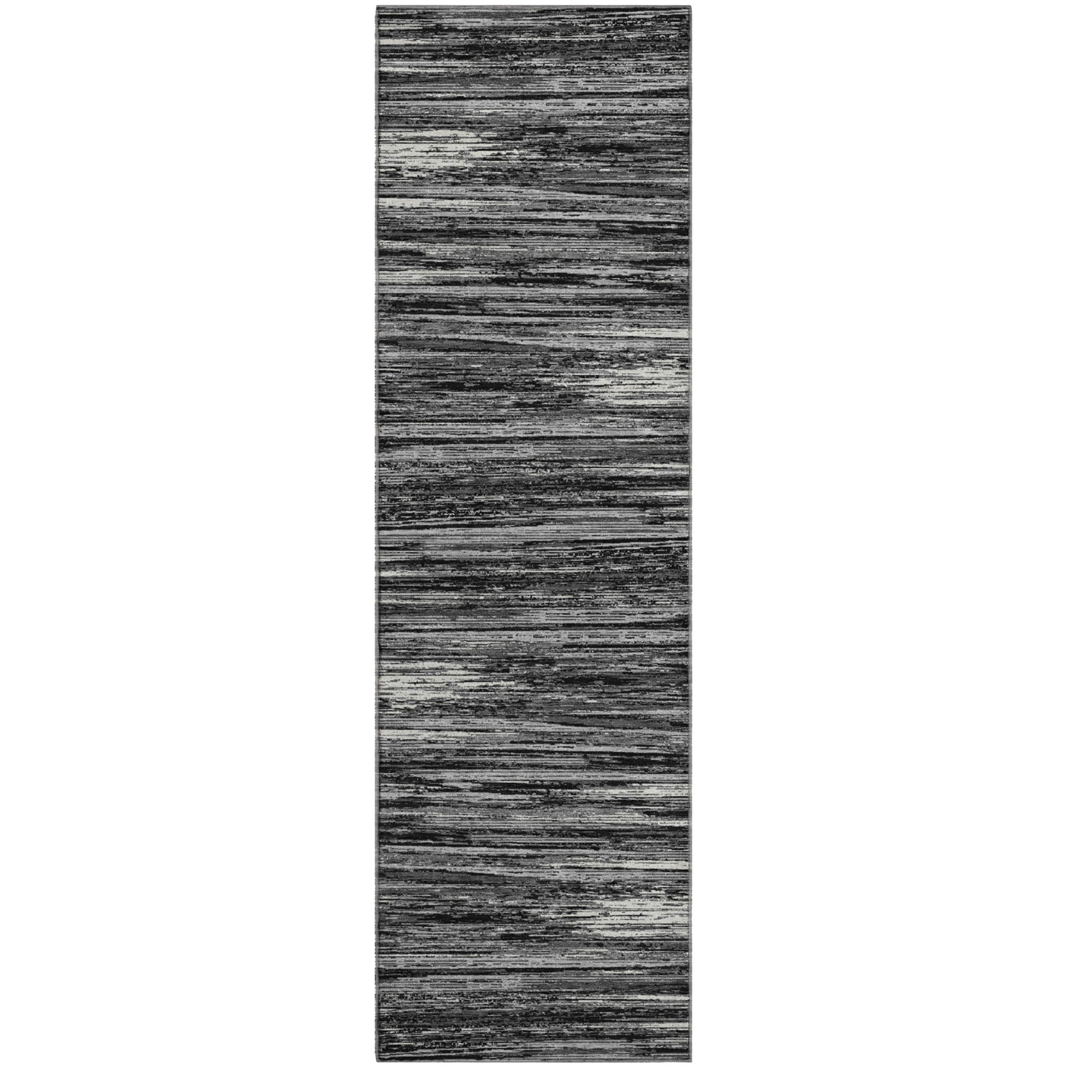 Seoul Machine Washable Transitional Black Rug 2'3" x 7'6" #shape_Runner