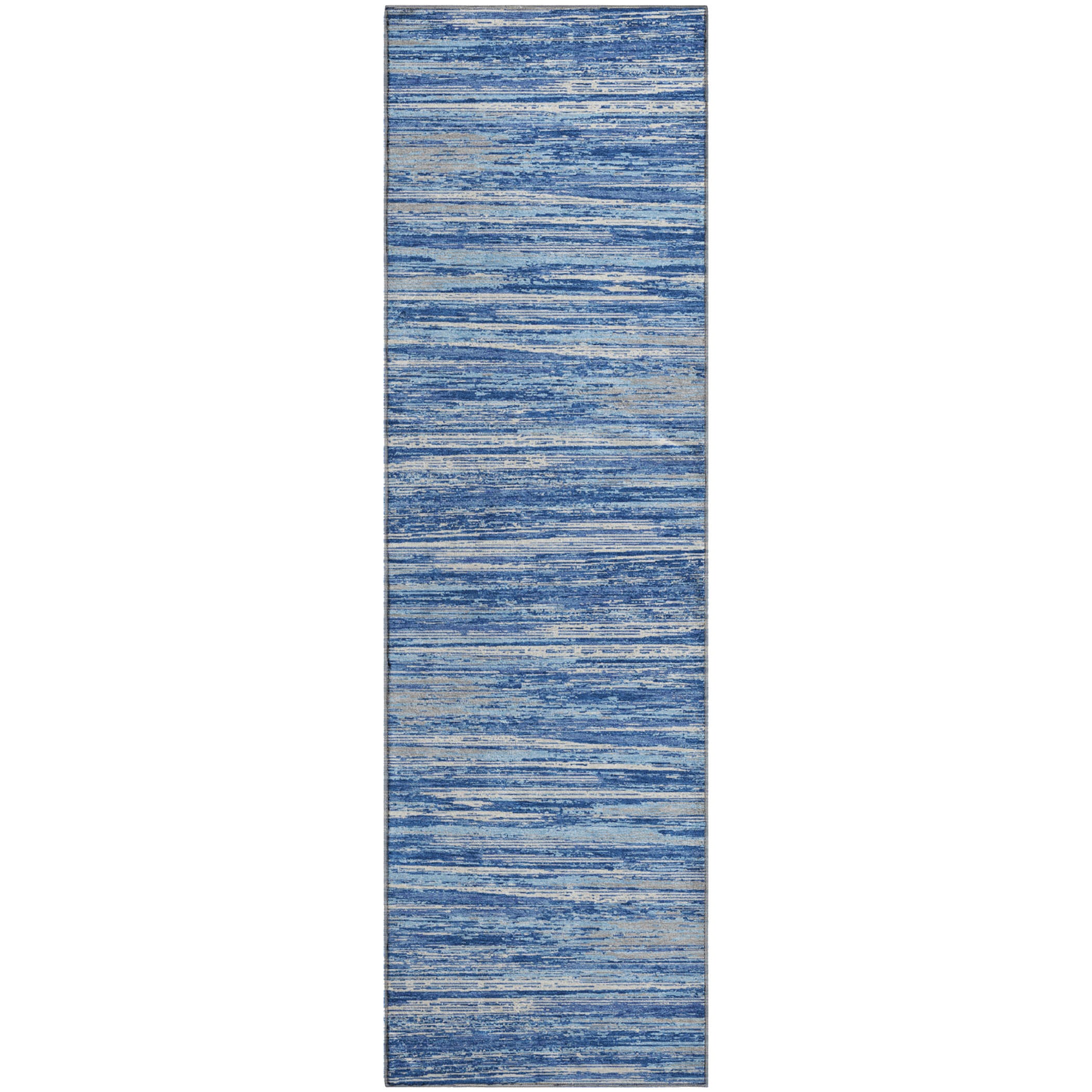Seoul Machine Washable Transitional Blue Rug 2'3" x 7'6" #shape_Runner